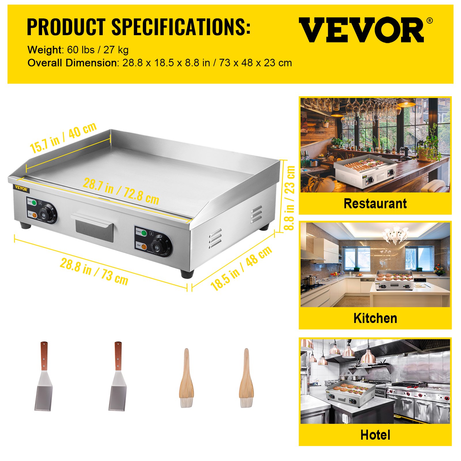VEVOR 29" Commercial Electric Griddle 110V 3000W Electric Countertop ...