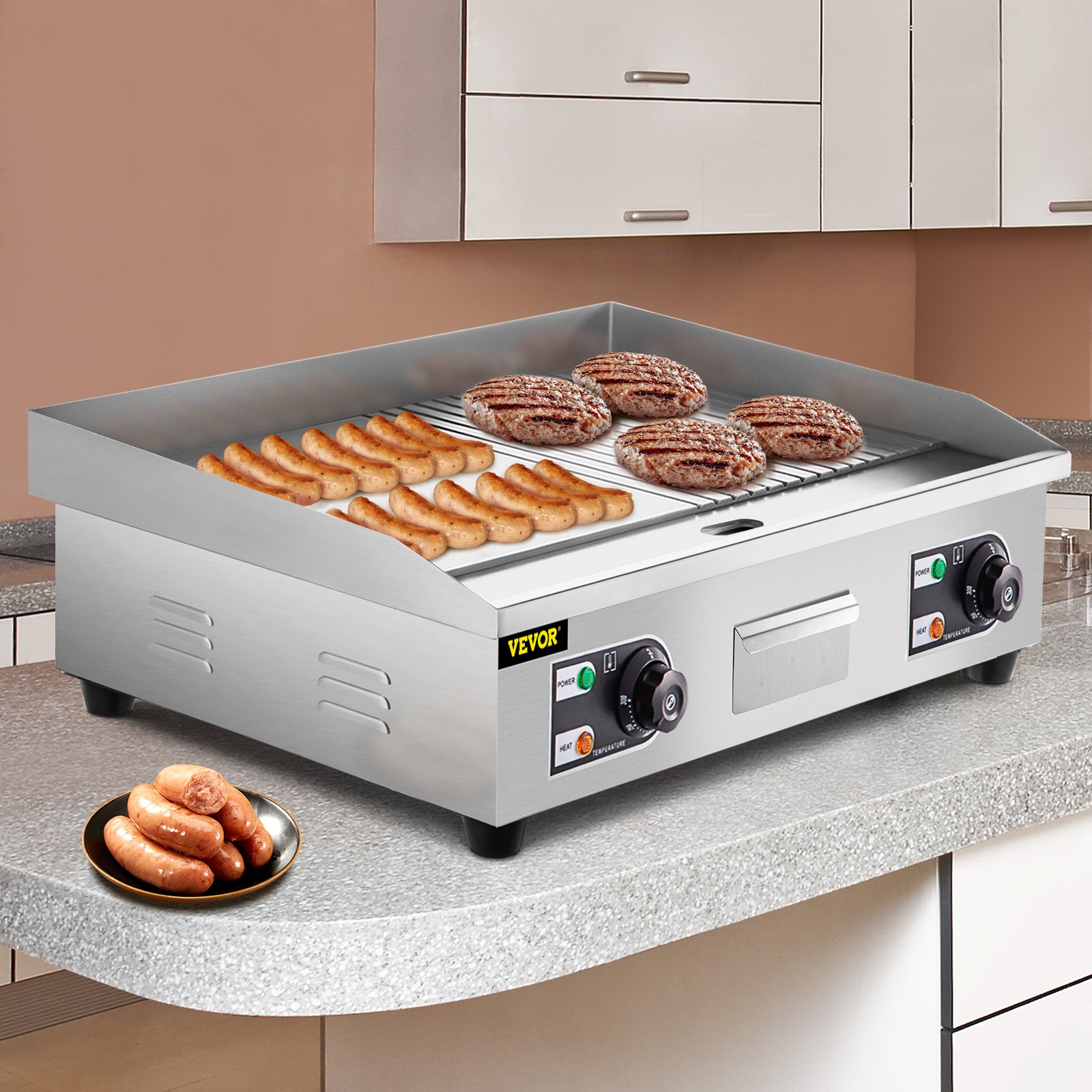 Electric Grill Grooved and Flat Top Grill Combo 30inch Commercial