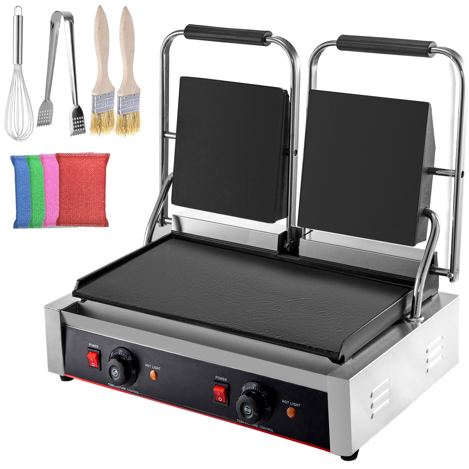 VEVOR Commercial Sandwich Panini Press Grill, 2X1800W Double Flat