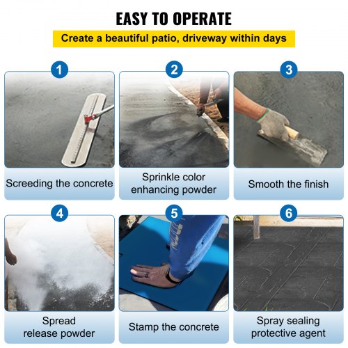 VEVOR Concrete Texturing Skin, 24"x24" Concrete Stamps Mats Set ...