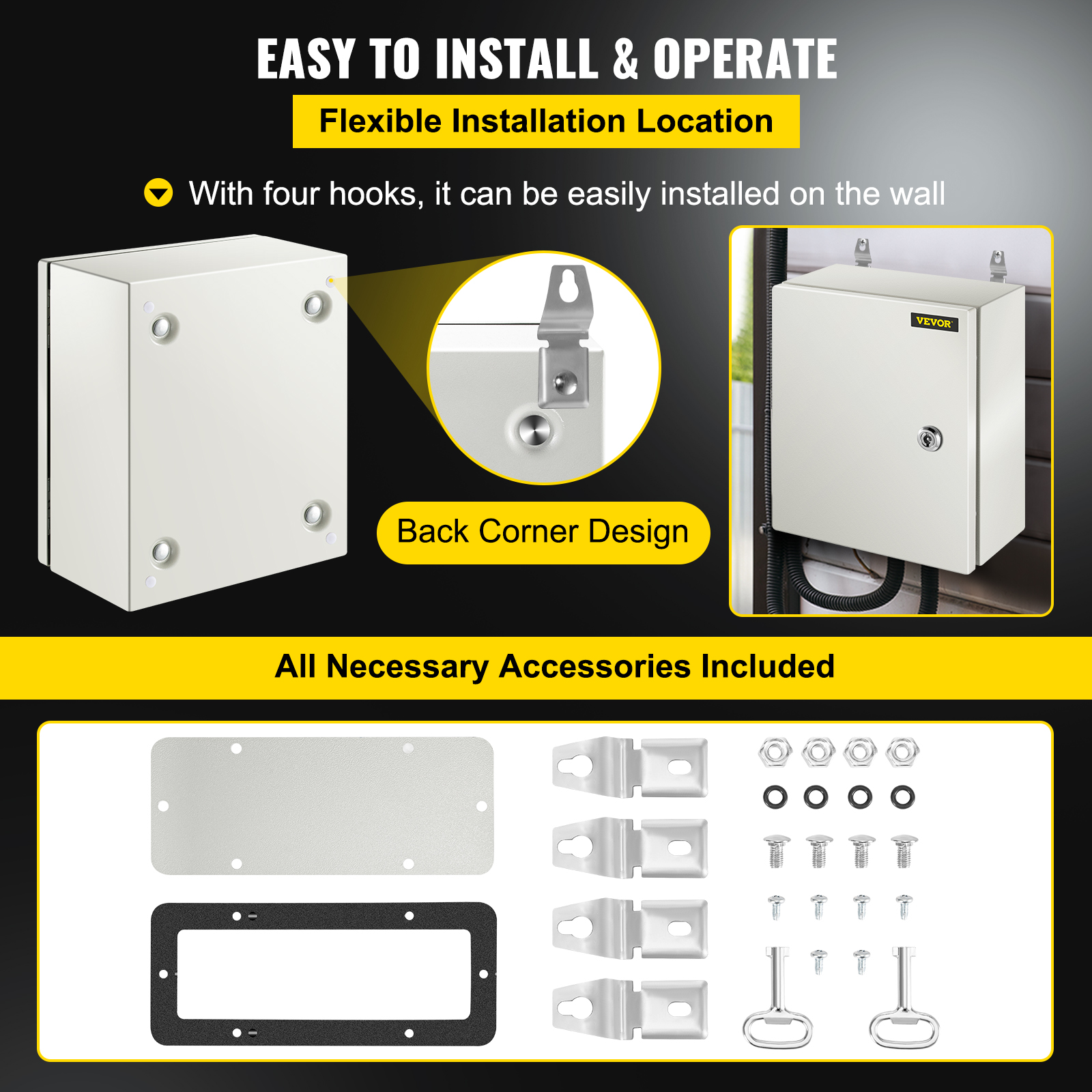 Nextor Wire Box VEVOR NEMA Steel Enclosure, 12 x 10 x 6'' NEMA 4X Steel Electrical Box ...