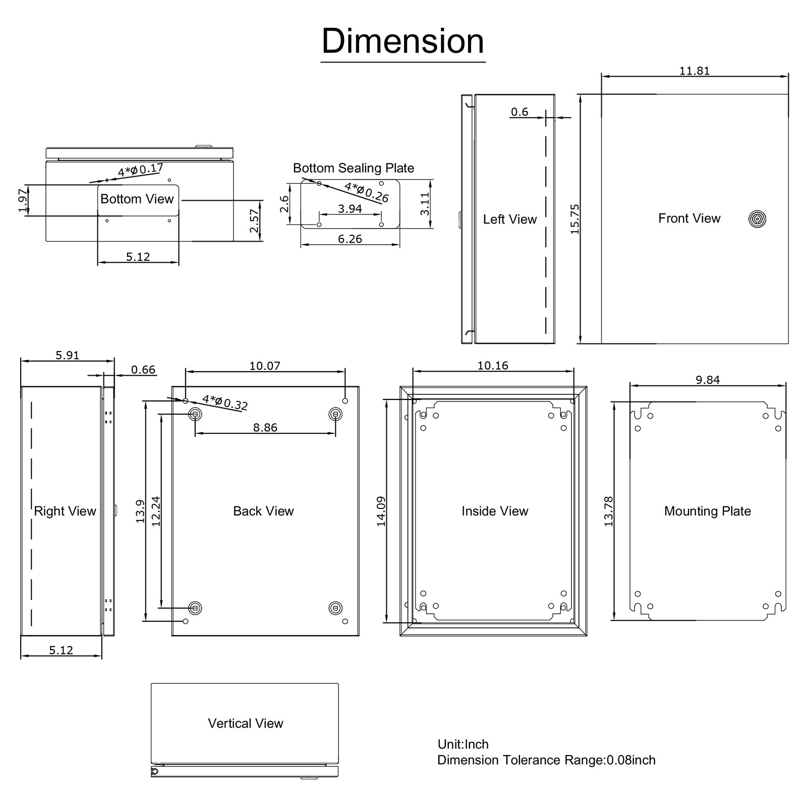 VEVOR Electrical Enclosure Box, 16'' ×12'' ×6'', Carbon Steel Hinged