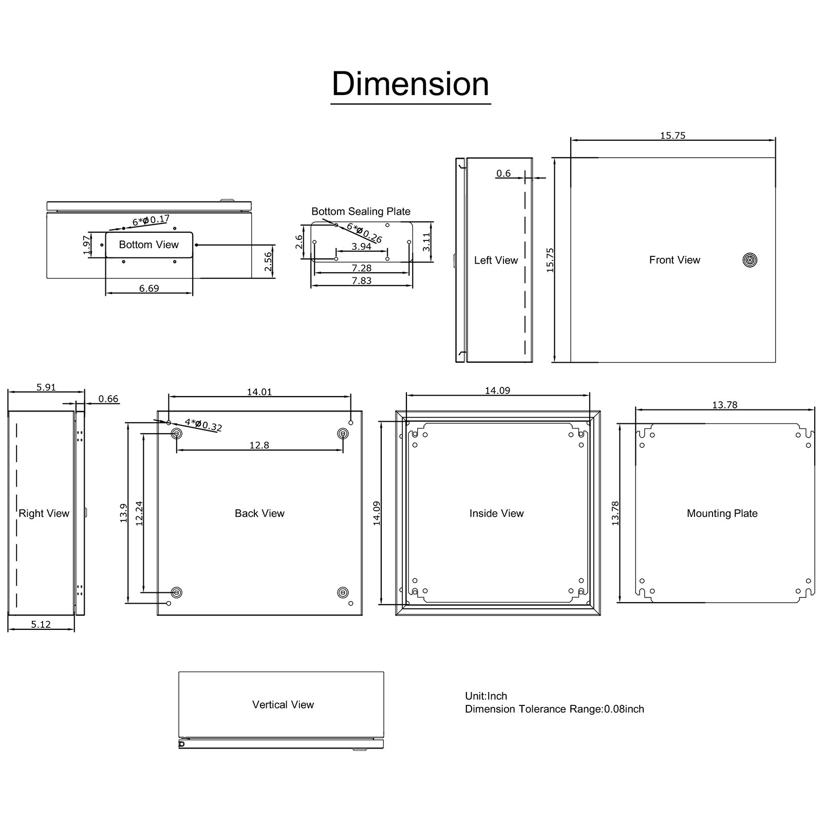 VEVOR VEVOR Steel Electrical Box Electrical Enclosure Box 16x16x6 ...
