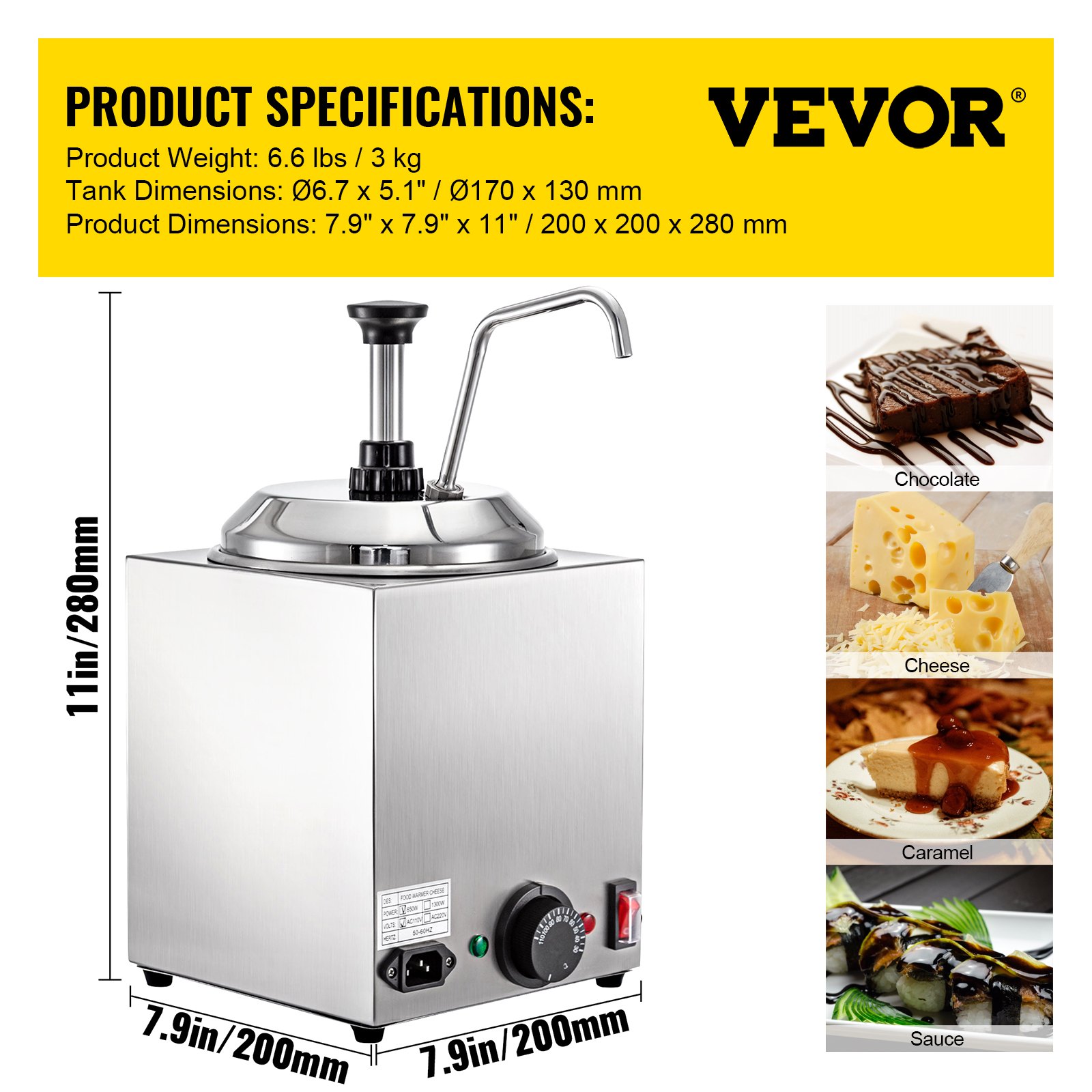 Cheese sauce warmer & dispenser – single-button operation