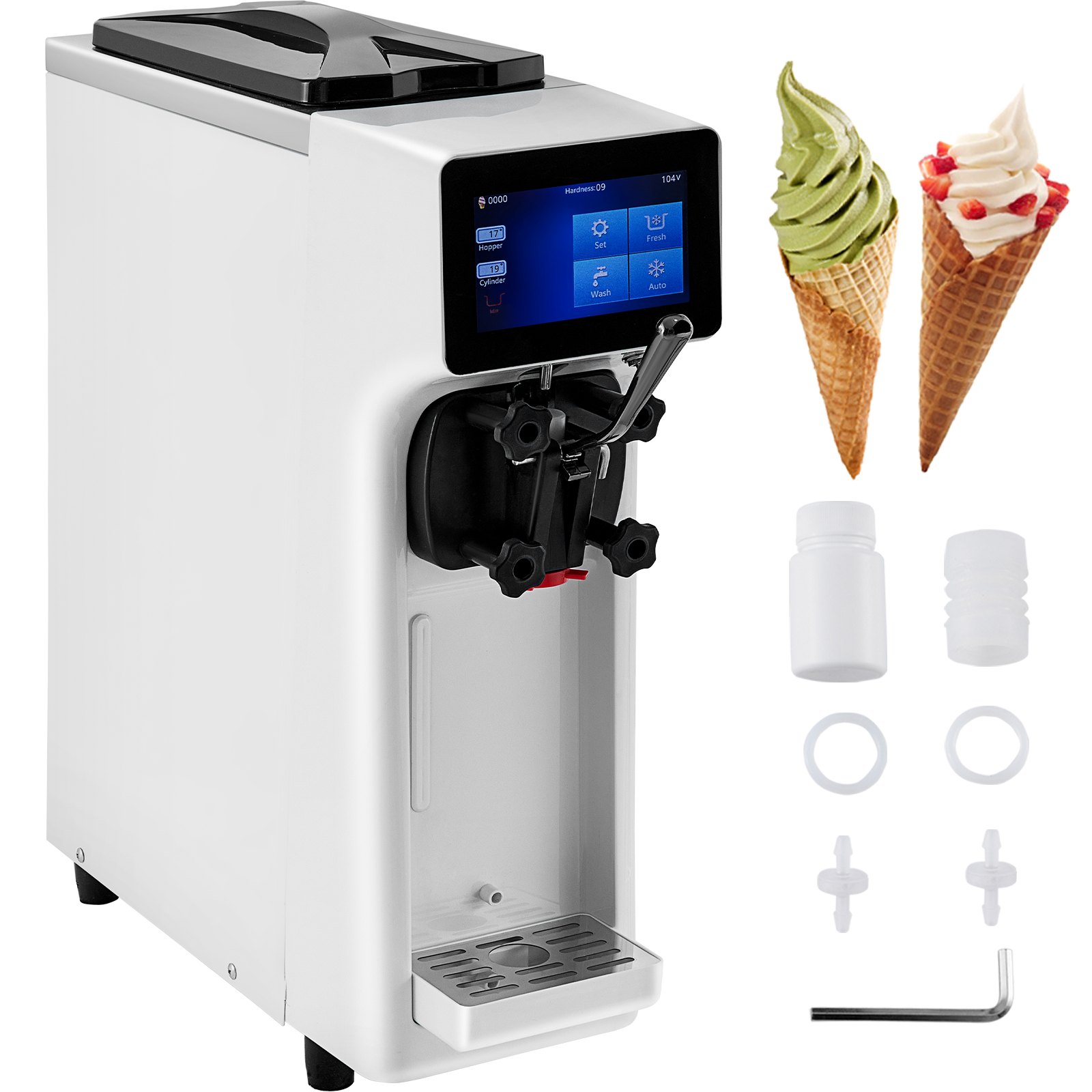 Vevor Vevor Commercial Ice Cream Maker 10 20lh Yield 1000w Countertop Soft Serve Machine W 4 8976