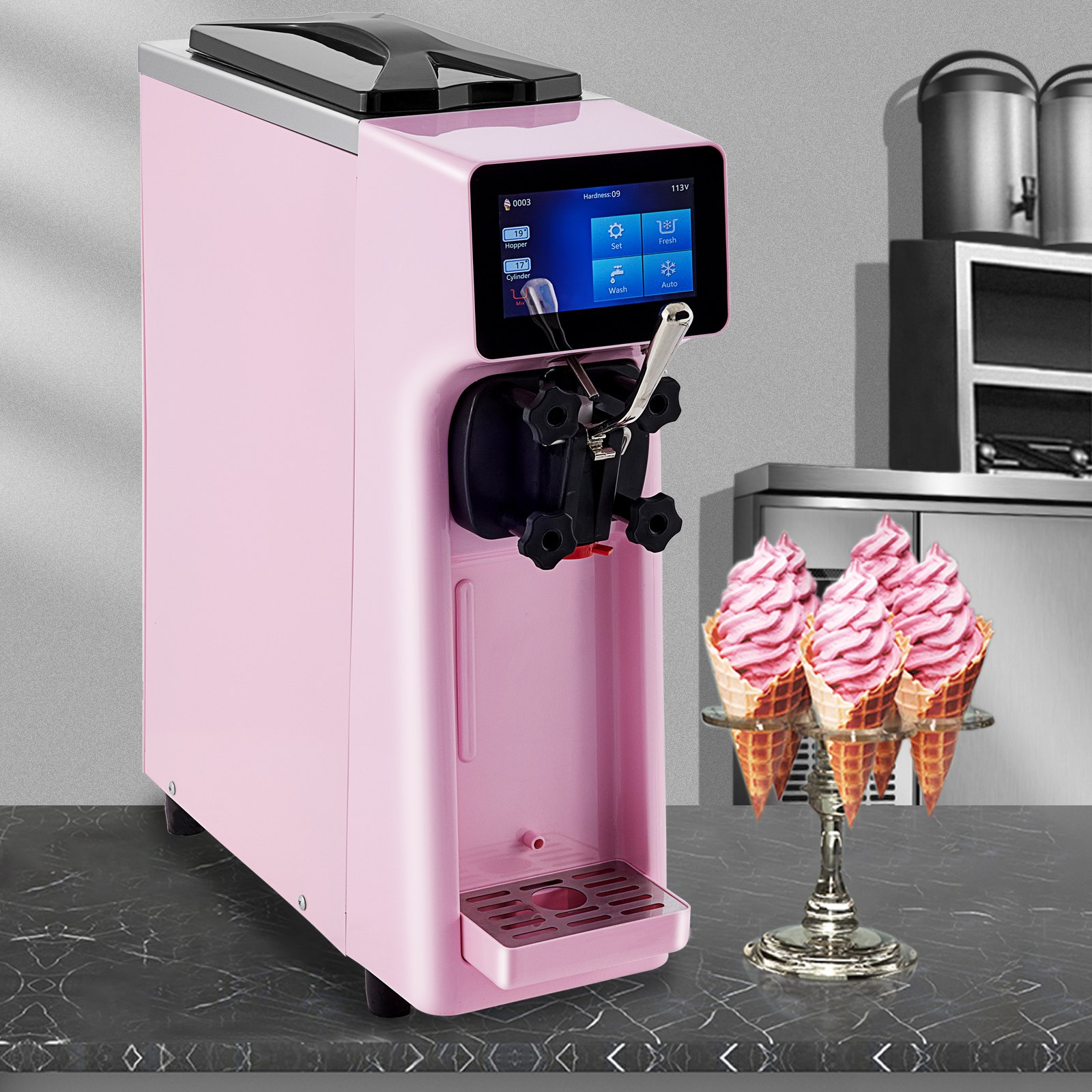 Vevor Commercial Ice Cream Maker 10 20lh Yield 1000w Countertop Soft Serve Machine With 45l