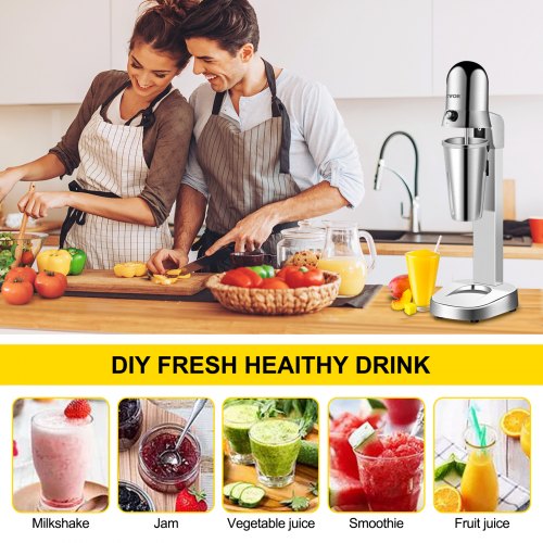 Commercial Single Head Milkshake Machine - 110V 180W, Stainless Steel, 18000 RPM With 22oz Mixing Cup