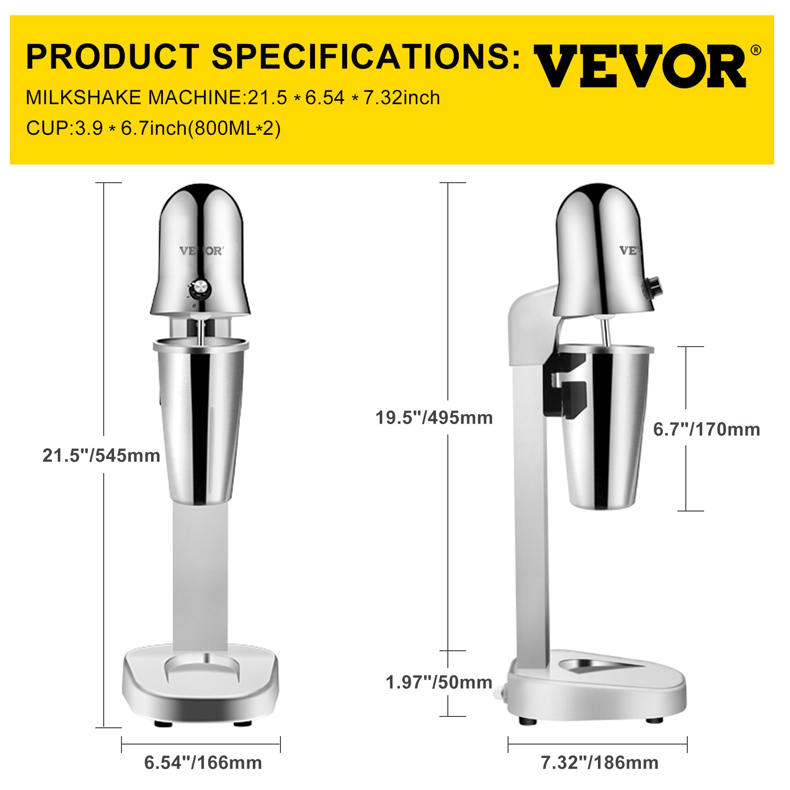 VEVOR Milkshake Maker, SingleHead Milkshake Machine, 280W Milkshake