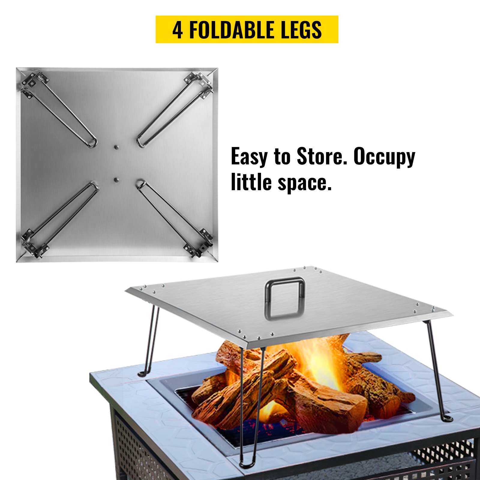 VEVOR Fire Pit Heat Deflector 24 x 24 x 13 Inch, Stainless Steel Fire