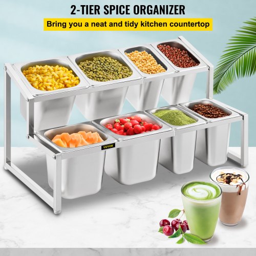 VEVOR Expandable Spice Rack, 13.8"23.6" Adjustable, 2Tier Stainless
