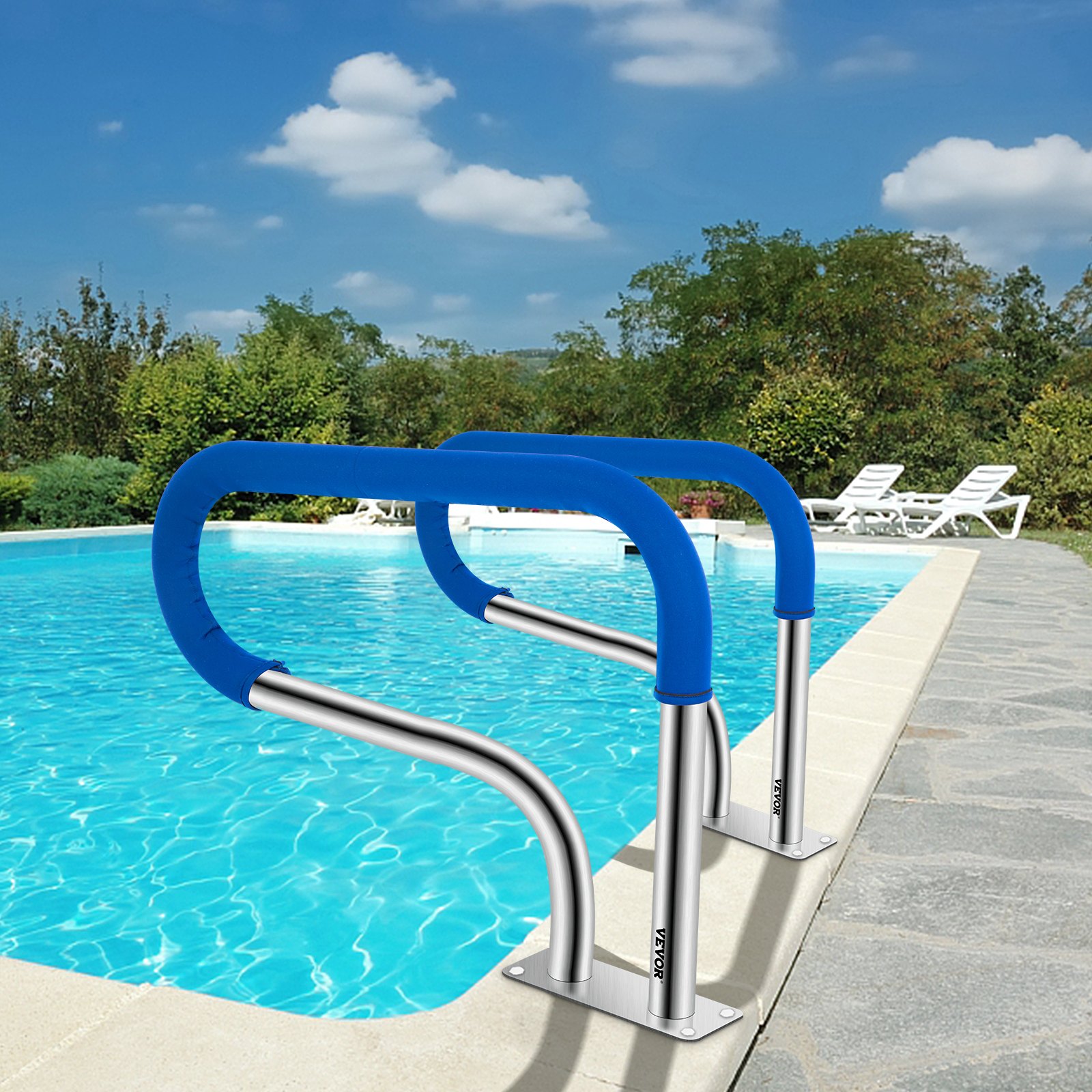 VEVOR Pool Handrail, 32 x 22.5 Swimming Pool Stair Rail, 304 Stainless ...