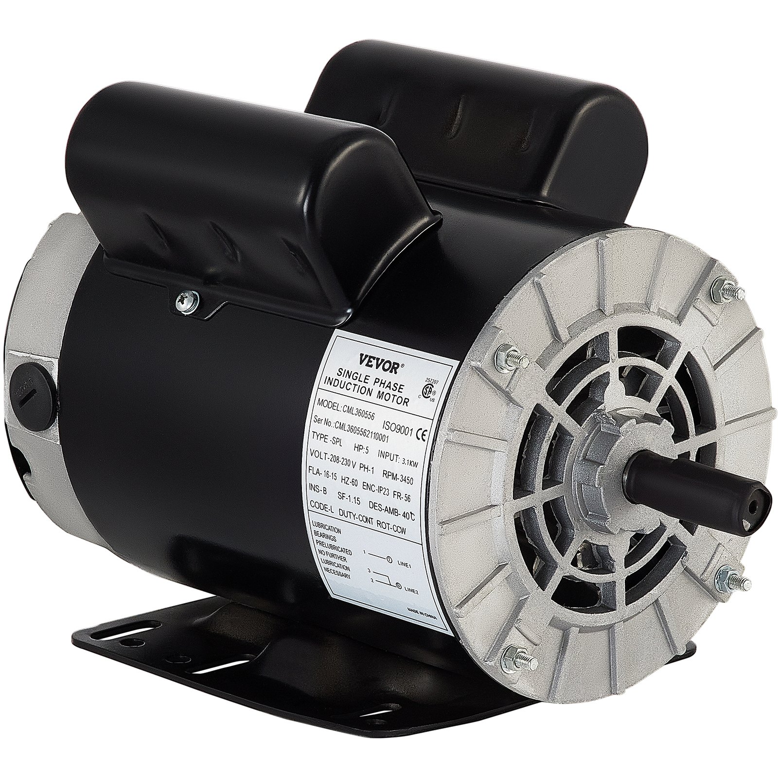 VEVOR Air Compressor Electric Motor 5HP SPL 3450RPM 208230V Single