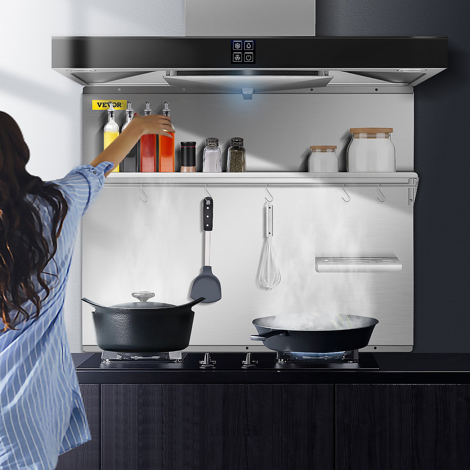 VEVOR VEVOR Range Backsplash with Shelf 36 x 30.7 Inch Range Hood Wall