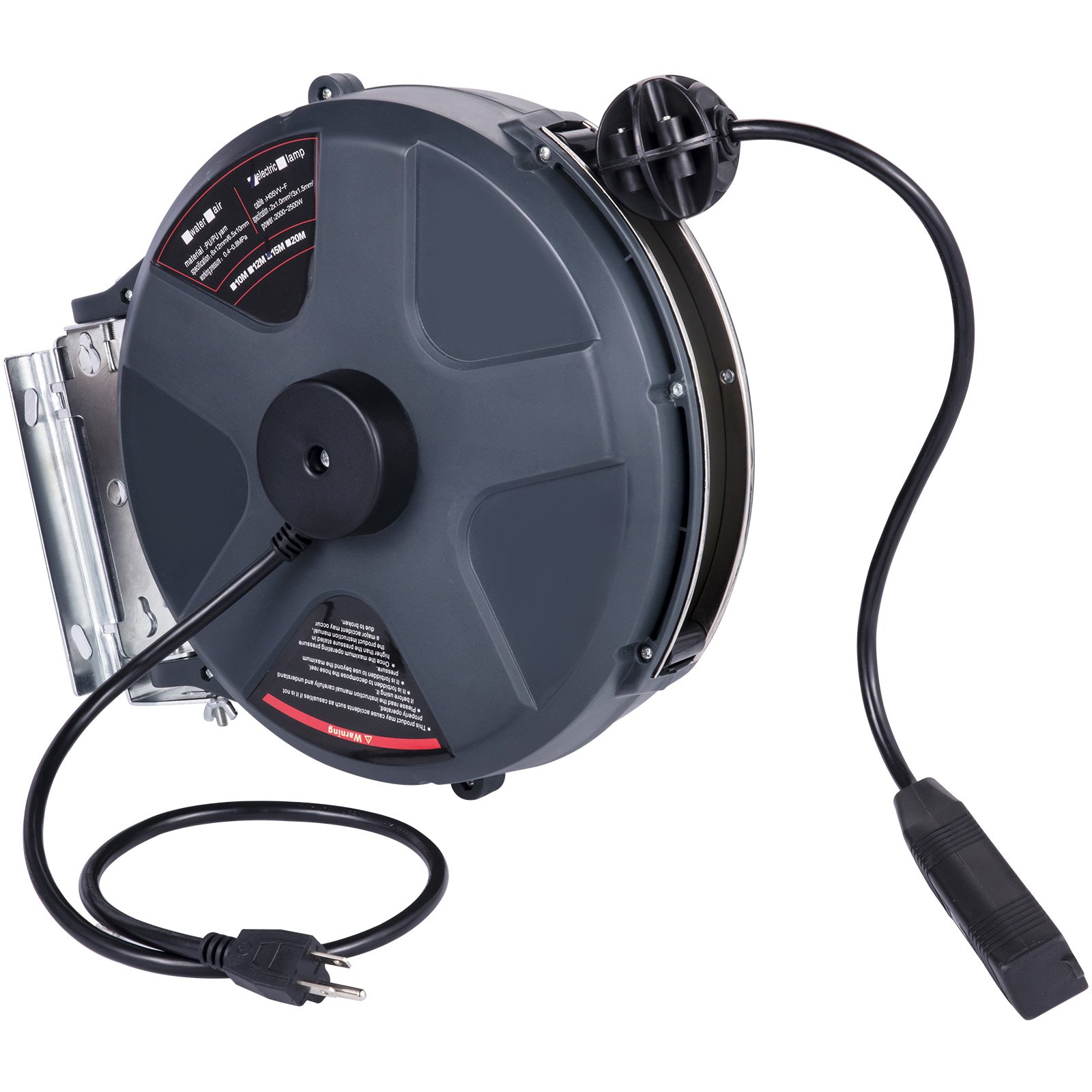 VEVOR Retractable Extension Cord Reel 50+3.2FT, 16/3 SJT Power Cord