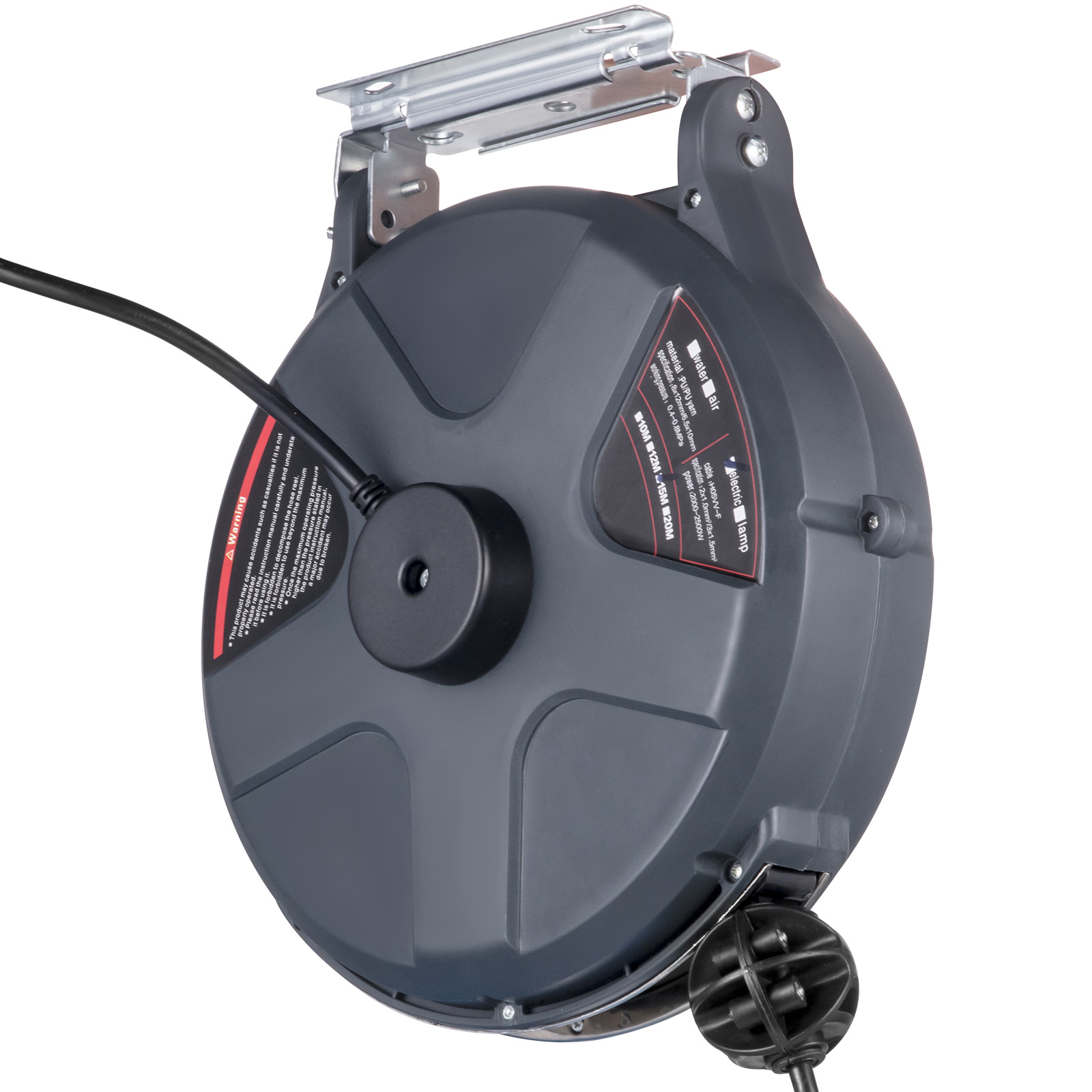 Vevor Retractable Extension Cord Reel Power Cord Reel 50 Ft 16/3 Sjt