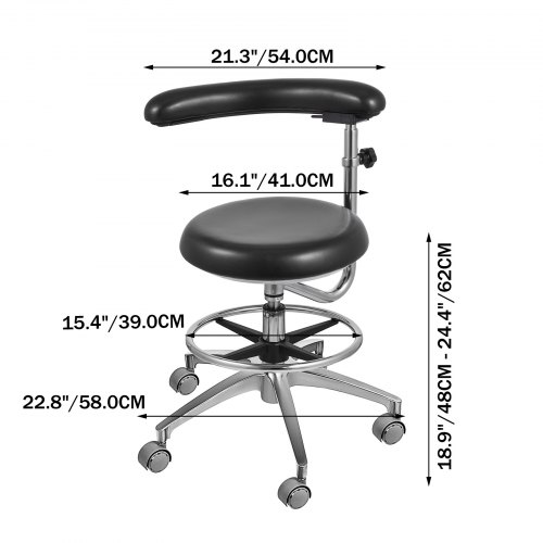 Dental Medical Assistant Chair Nurse Stool with 360 Degree Rotation