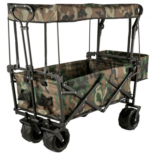 VEVOR Collapsible Folding Wagon with Removable Canopy, Heavy Duty ...