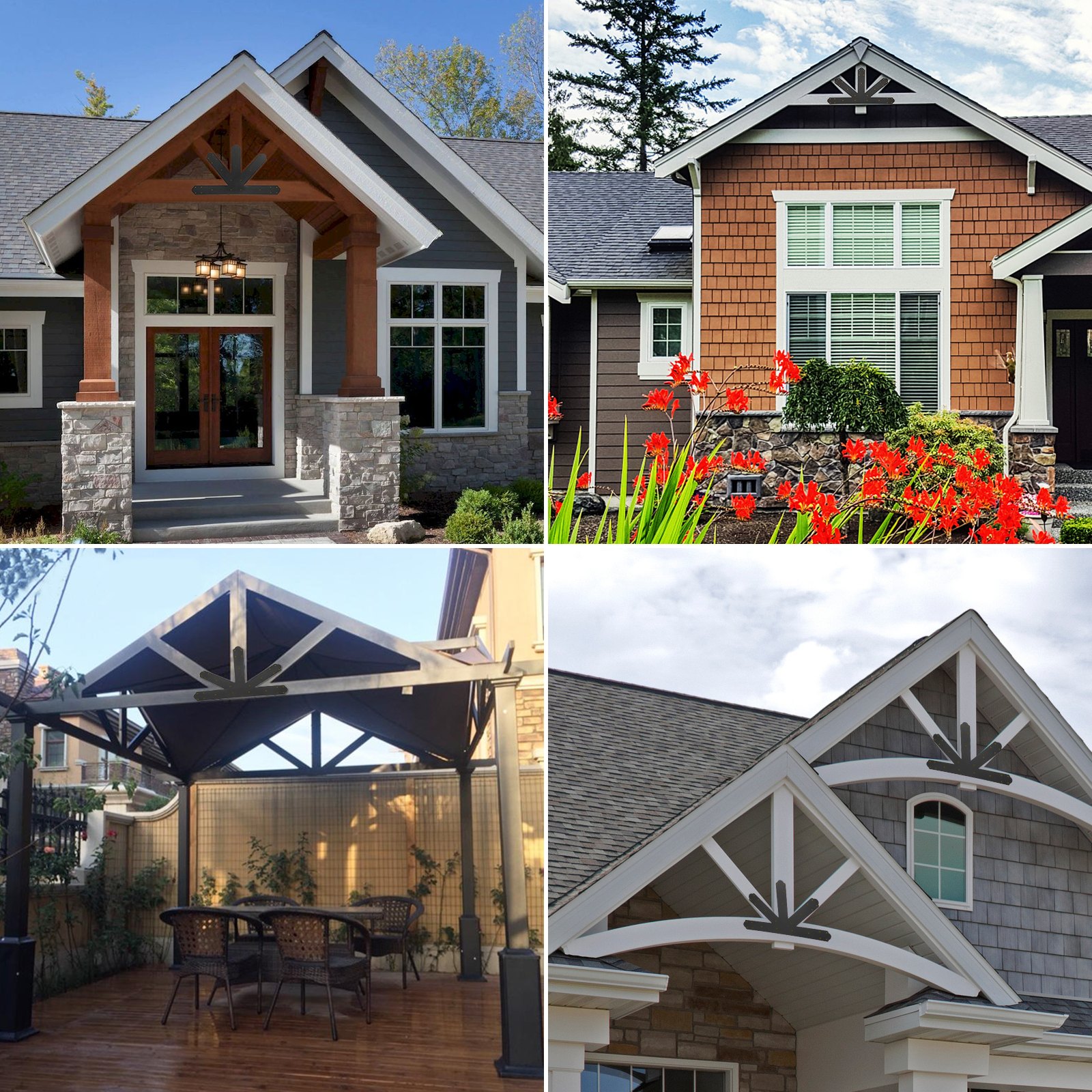 VEVOR Gable Plate, Black PowderCoated Truss Connector Plates, 1212 Pitch Gable Bracket, 4 mm