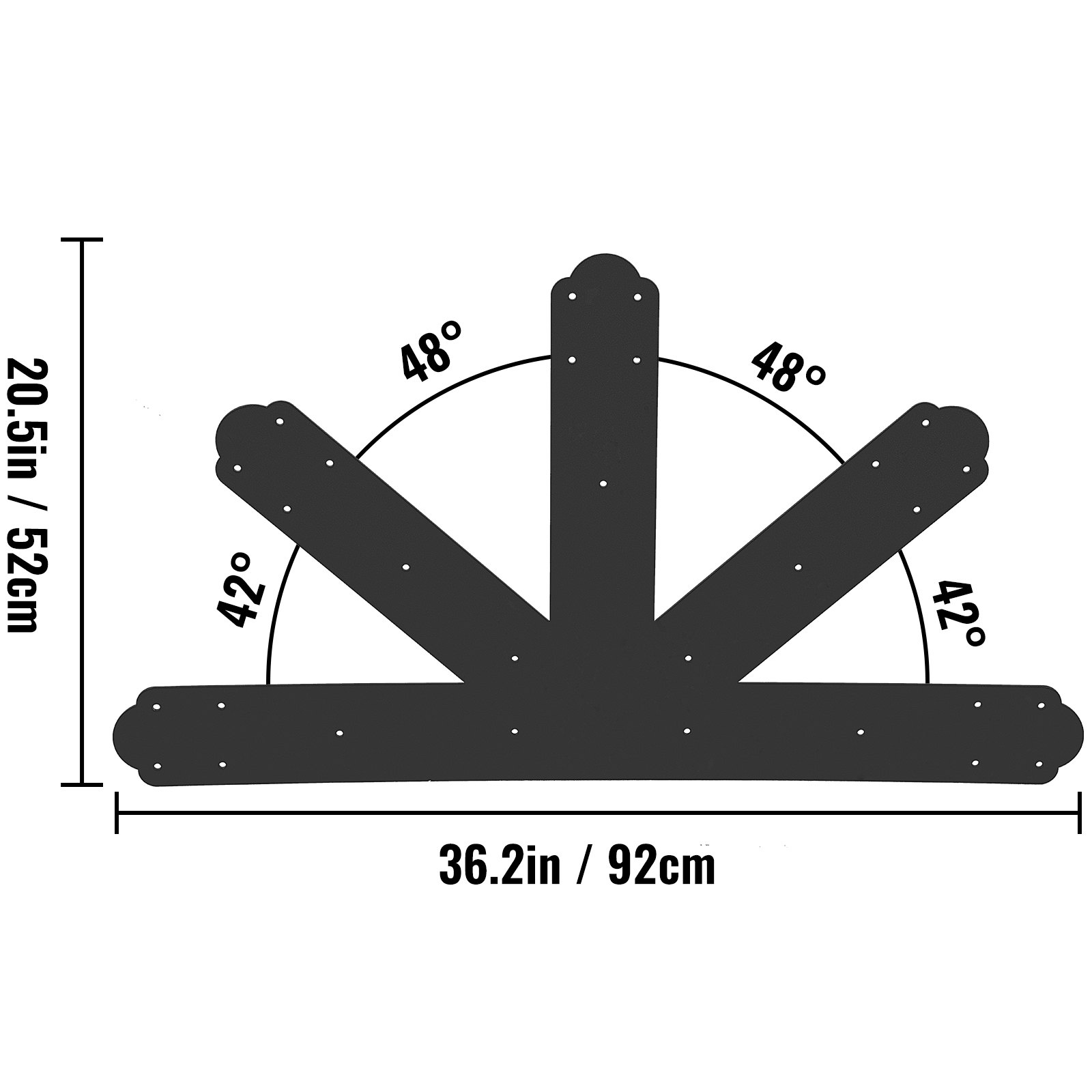 VEVOR Gable Plate, Black PowderCoated Truss Connector Plates, 1212 Pitch Gable Bracket, 4 mm