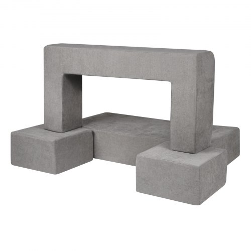 Barnsoffa, Modulär 4-delad soffa 100x100x20 cm, Grå, Avtagbart överdrag