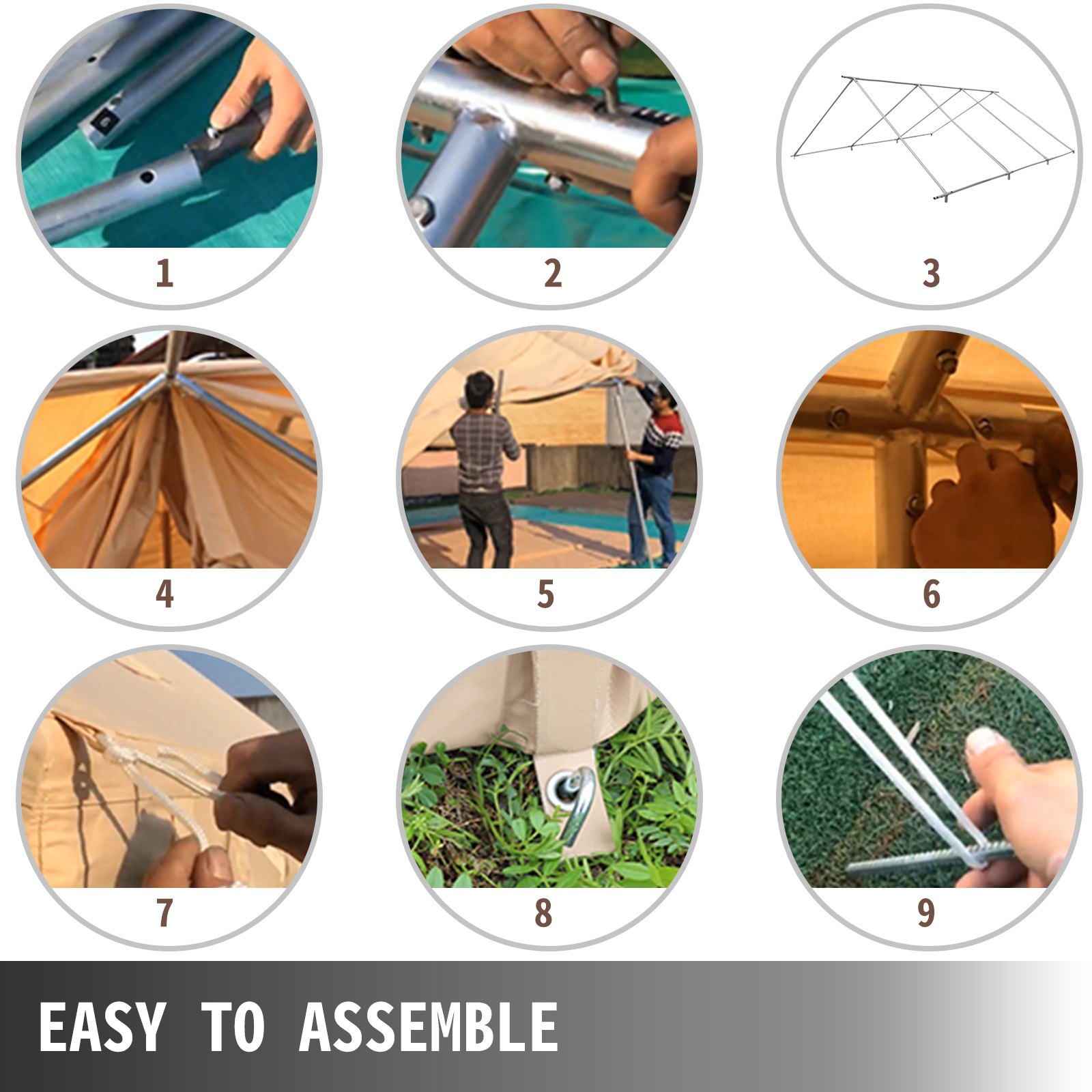 VEVOR Canvas Wall Tent 10x12ft, Wall Tent with PVC Storm Flap, Large