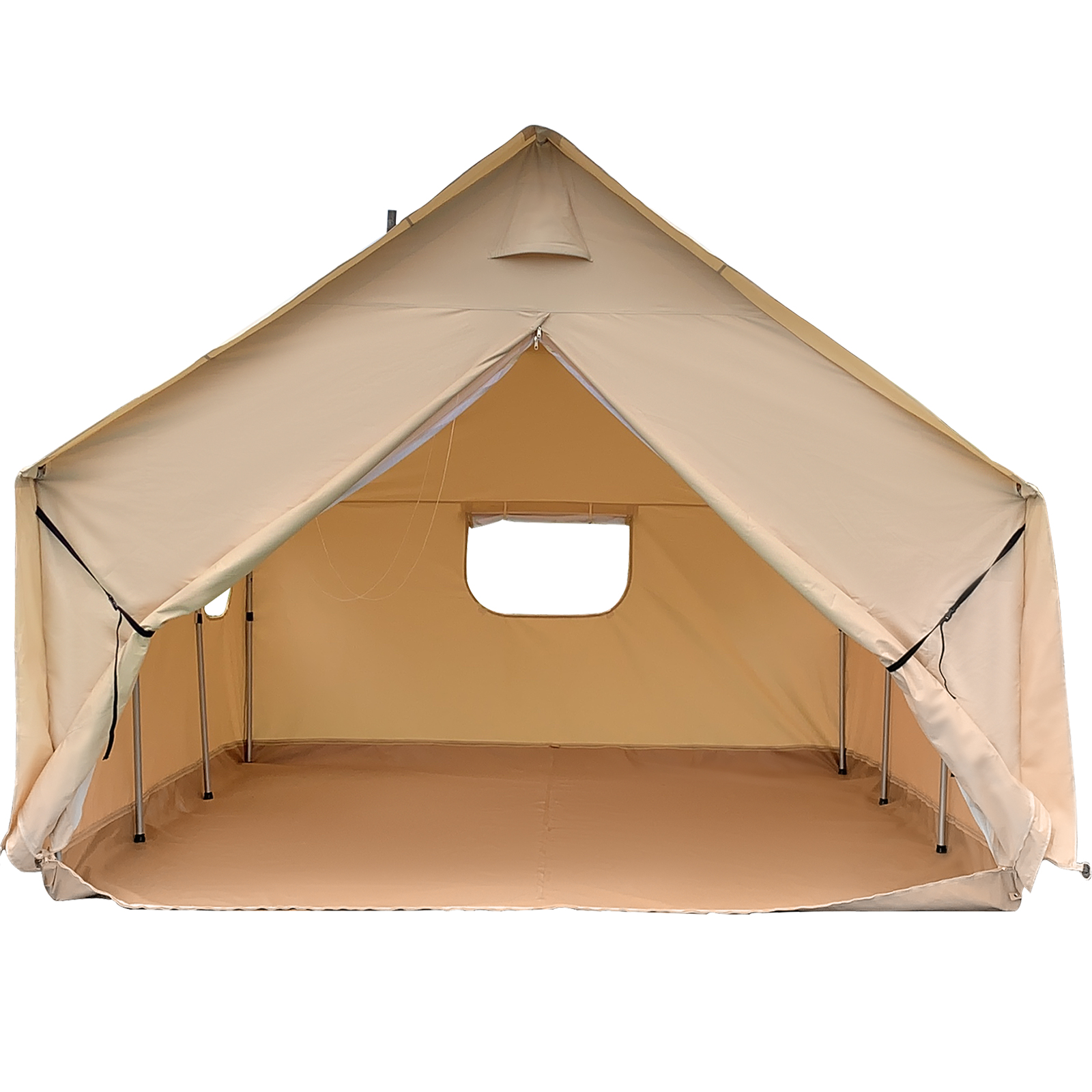 Canvas Wall Tent14'x16' w/ Frame，Fire Water Repellent 12 People For