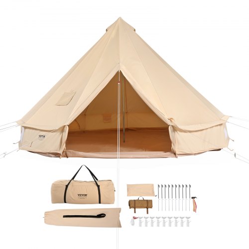 VEVOR 3-5 Person Canvas Glamping Bell Tent, Breathable