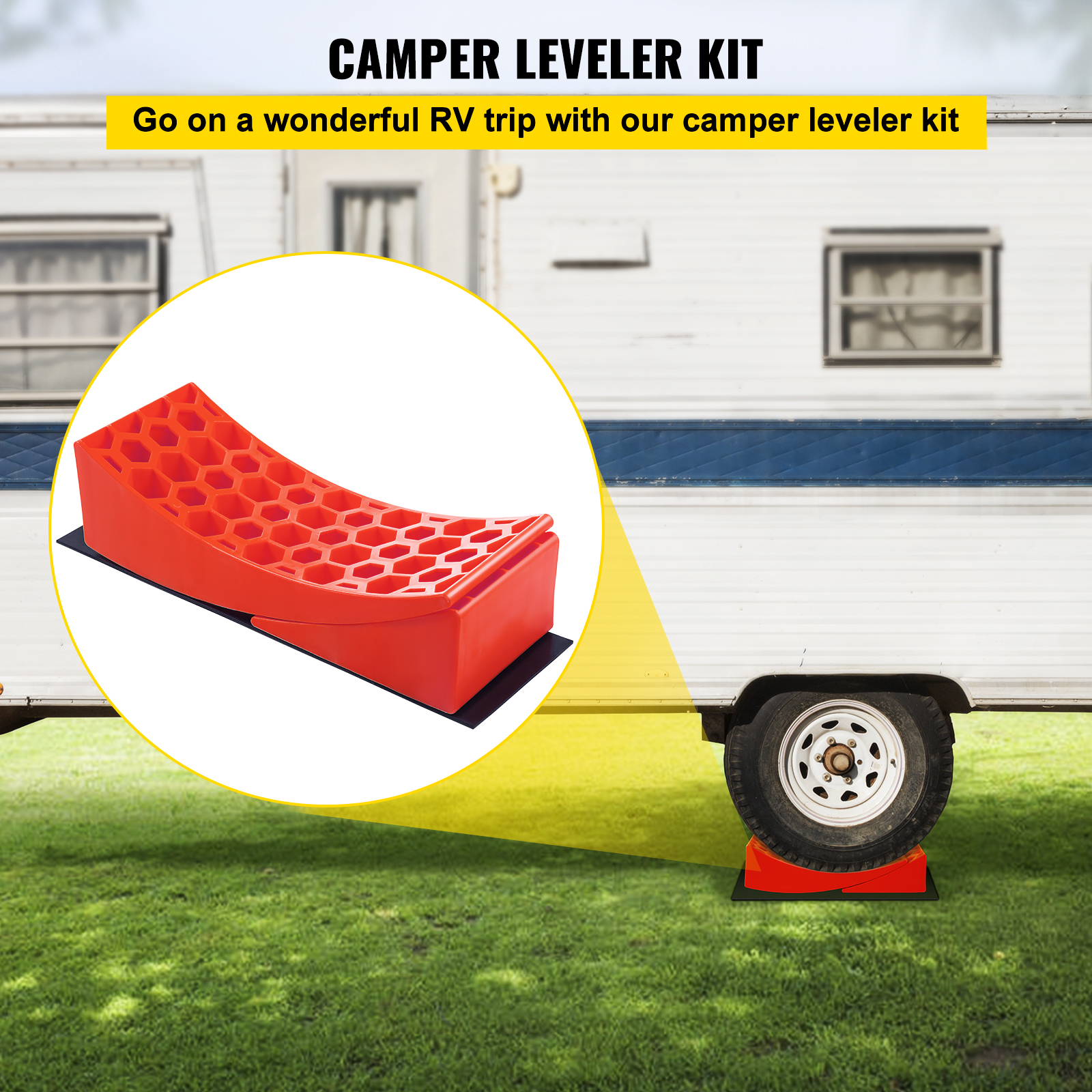 VEVOR Camper Leveler Curved RV Levelers Camper Leveling Blocks&Chocks 2 Pack Red VEVOR US