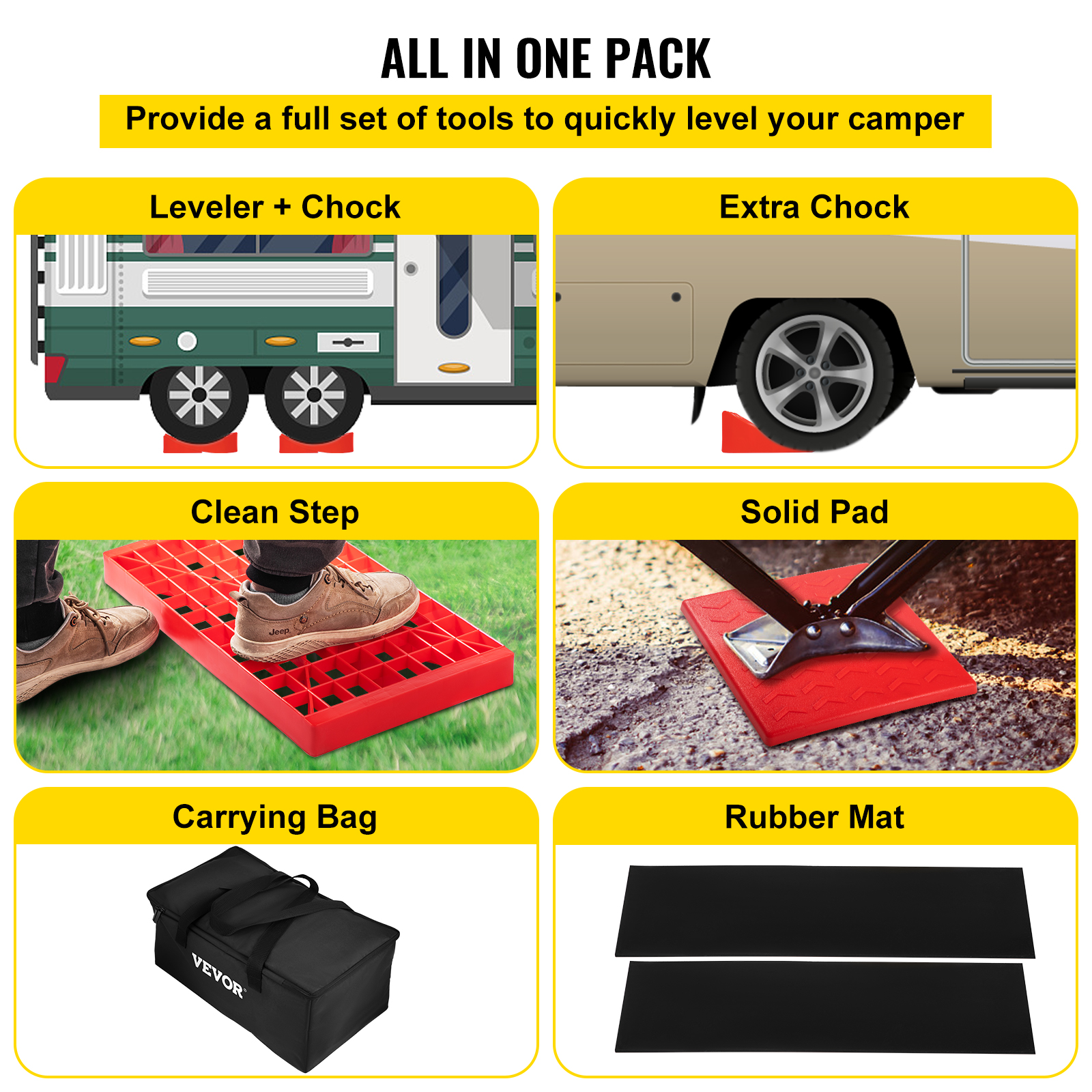 VEVOR Camper Leveler Curved RV Levelers Camper Leveling Blocks&Chocks 2 ...