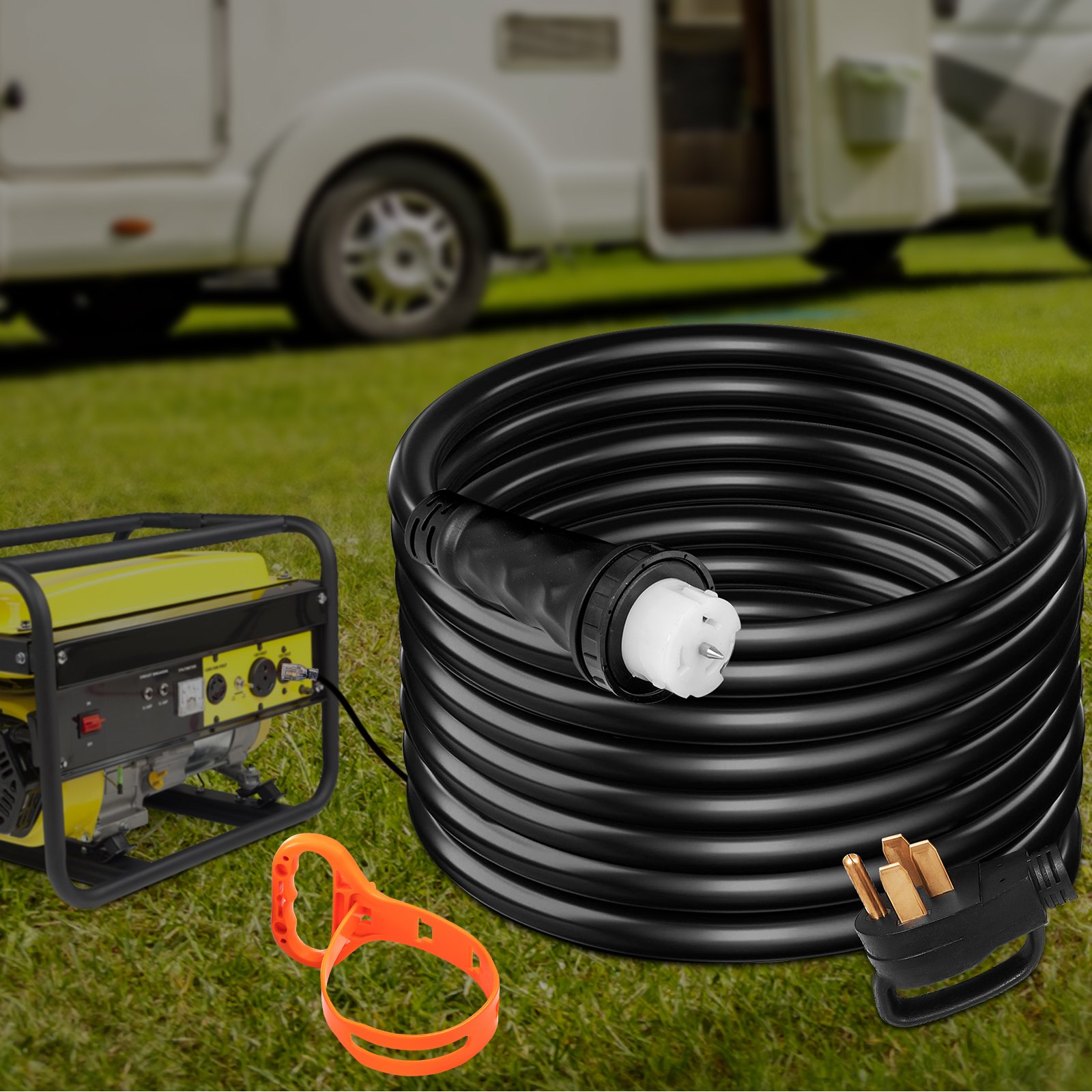 VEVOR 10Ft 50 Amp Generator Extension Cord STW 6/3 + 8/1 Generator Cord ...