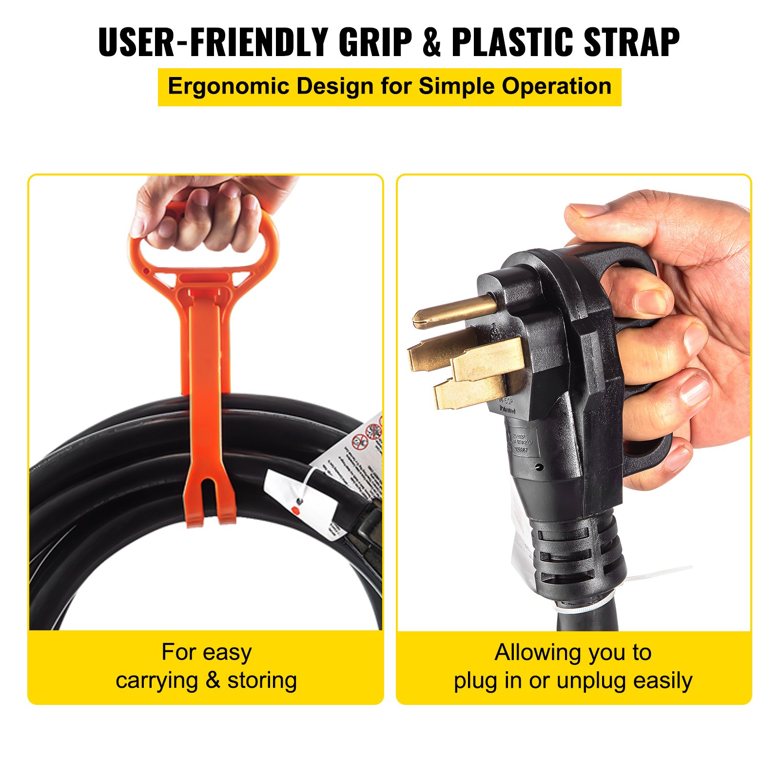 VEVOR Generator Cord, 30' Generator Power Cord w/ Plug in & Out Pin of