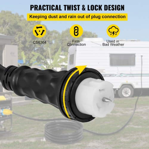 VEVOR 75Ft 50 Amp Generator Extension Cord 4 Wire 8 Gauge Generator