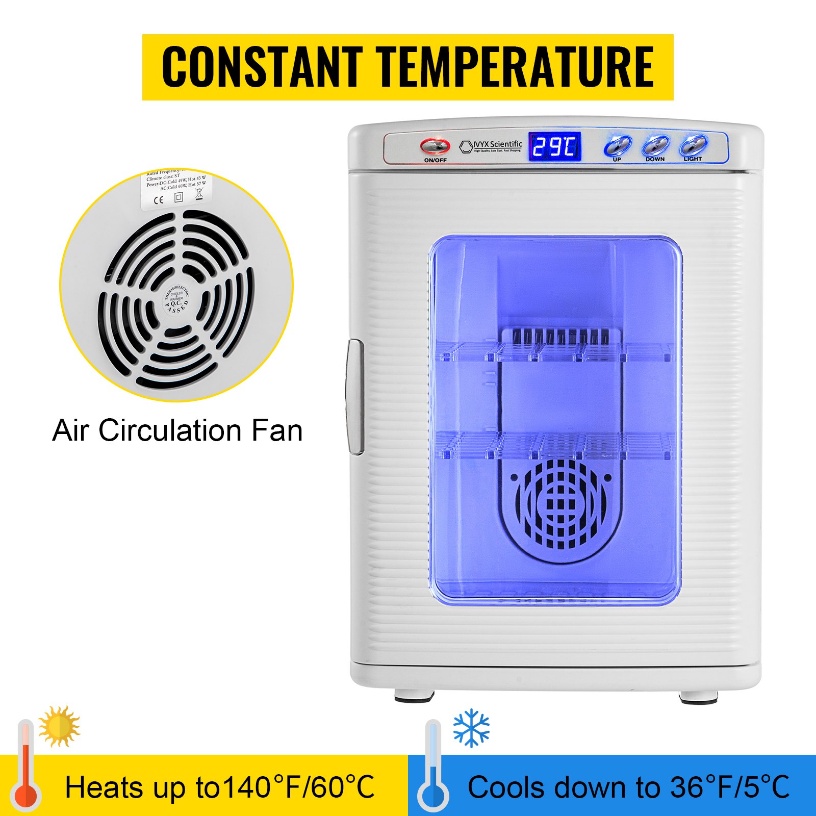 VEVOR White Reptile Incubator 25L Scientific Lab Incubator Digital