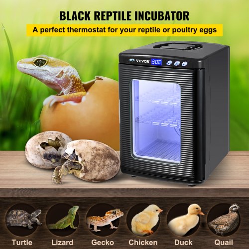 VEVOR Black Reptile Incubator 25L Scientific Lab Incubator Digital