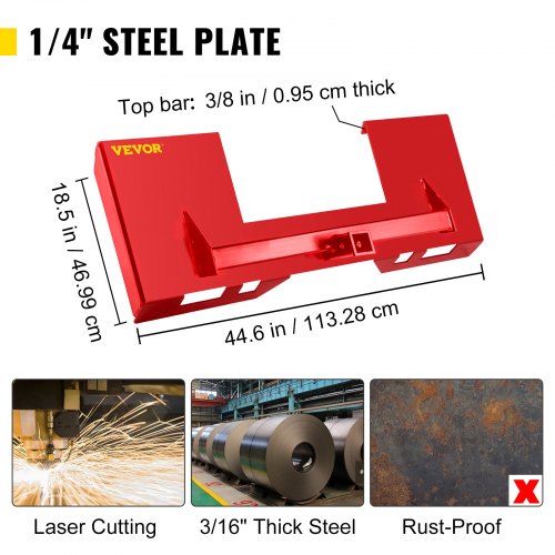 VEVOR Universal Skid Steer Mount Plate 1/4" Thick Skid Steer Plate