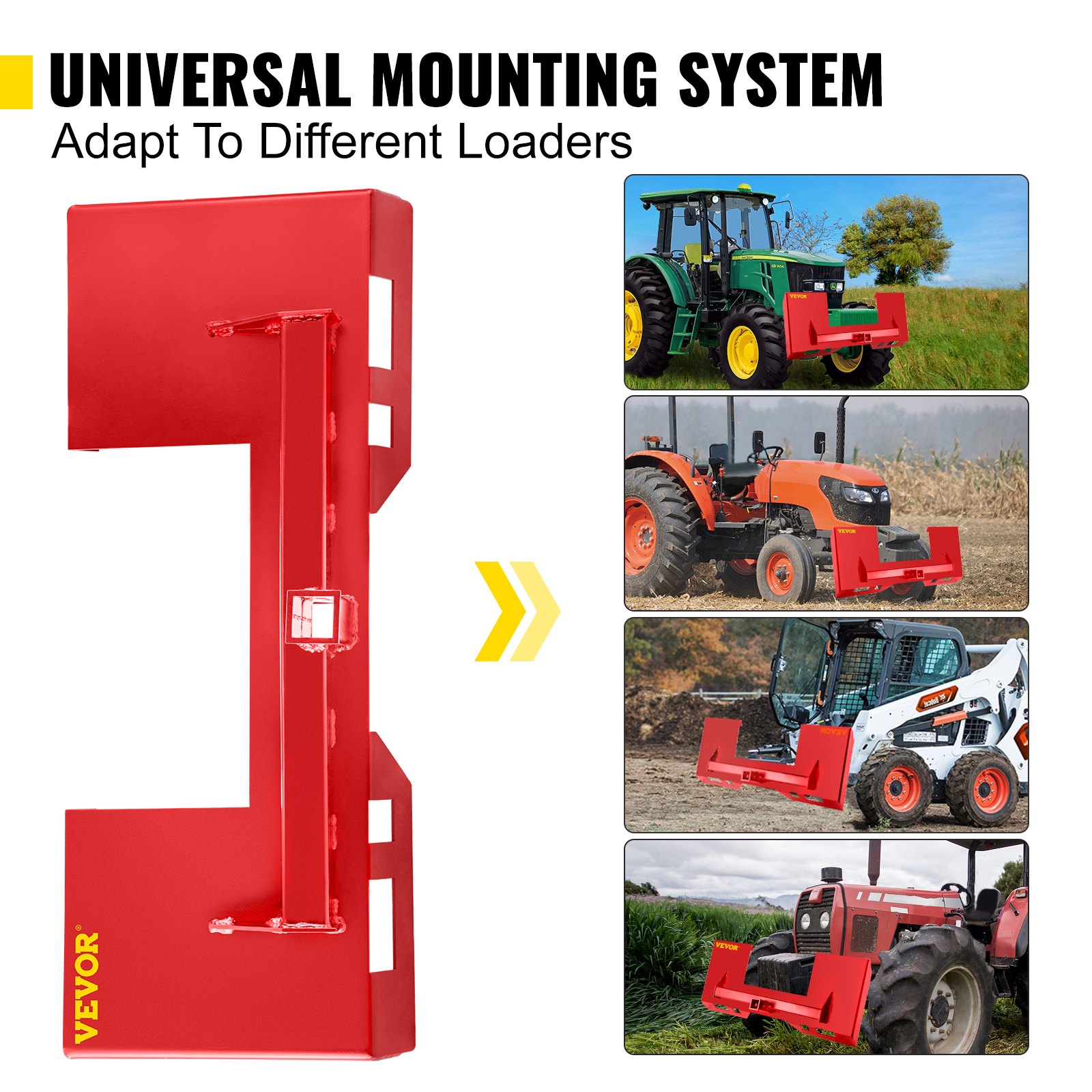 VEVOR Universal Skid Steer Mount Plate 1/4" Thick Skid Steer Plate Attachment 3000LBS Weight