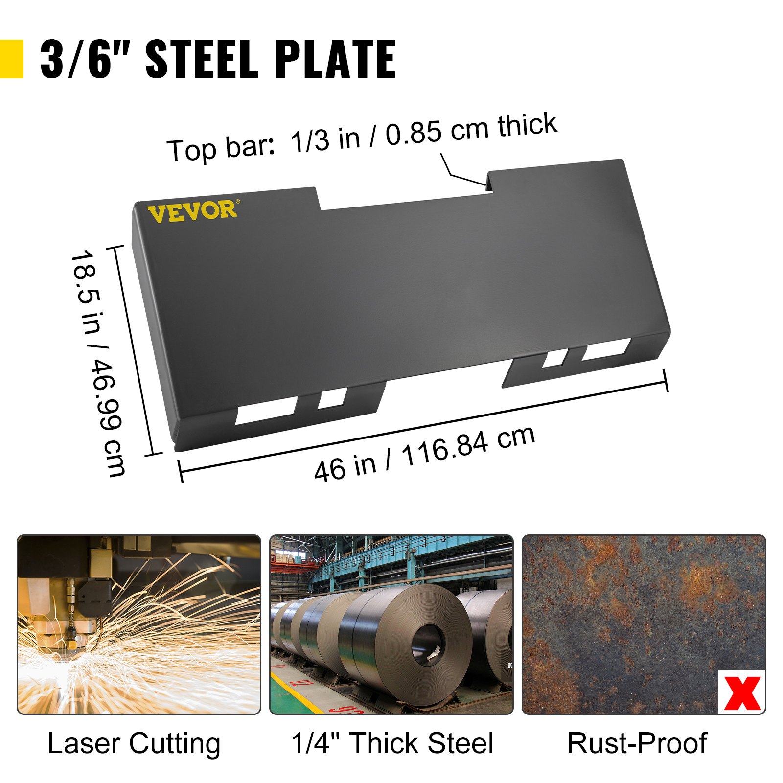 VEVOR Universal Skid Steer Mount Plate 3/16" Thick Skid Steer Plate