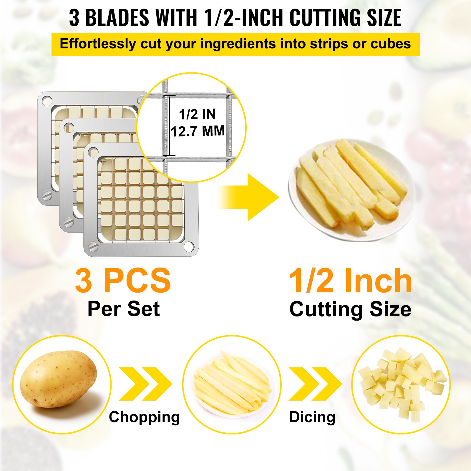 French Fry Cutter Replacement Blade – 36/64-Hole Chopper Blade & Pusher, Stainless Steel - View #8