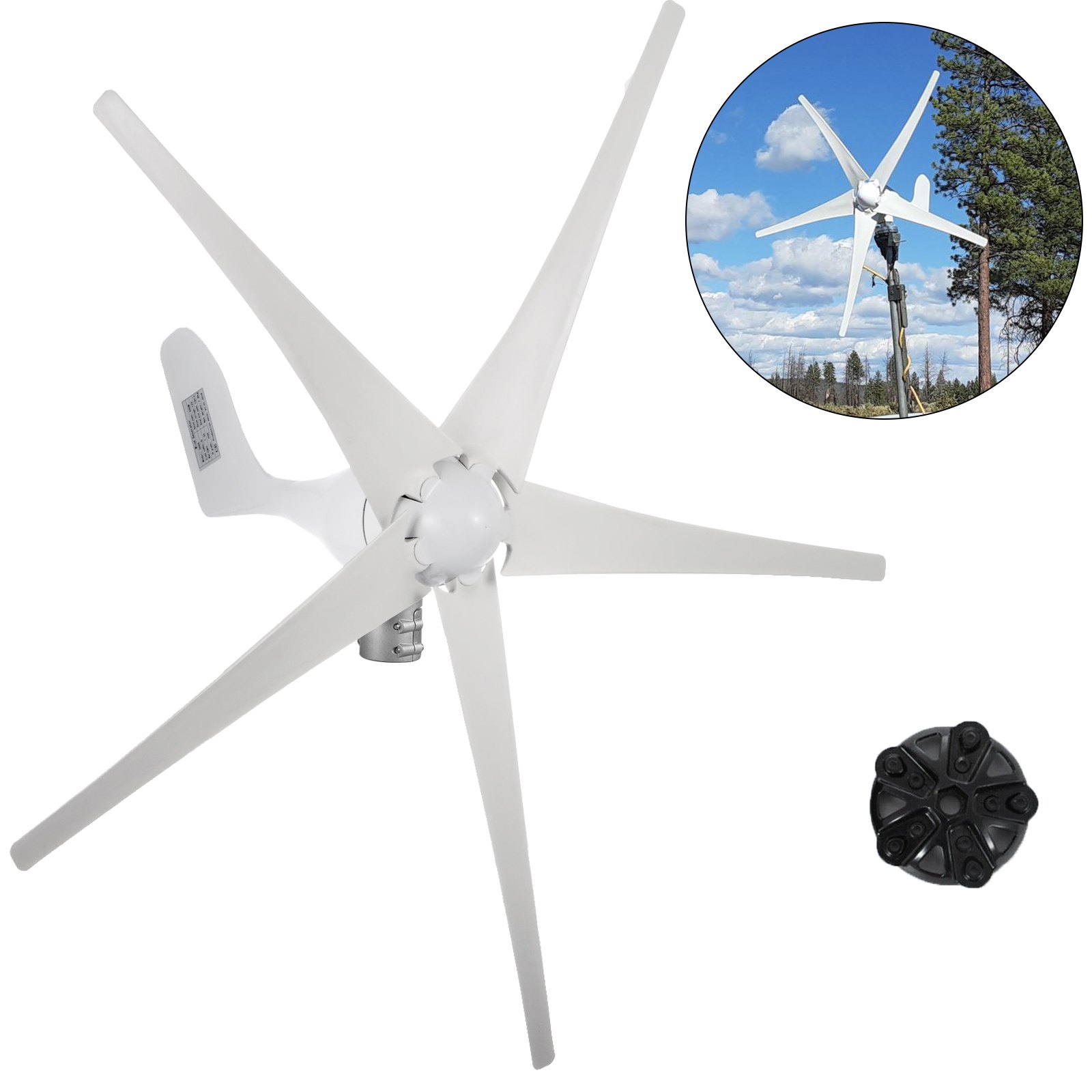 VEVOR VEVOR Wind Turbine 500W Wind Turbine Generator DC 12V Wind ...