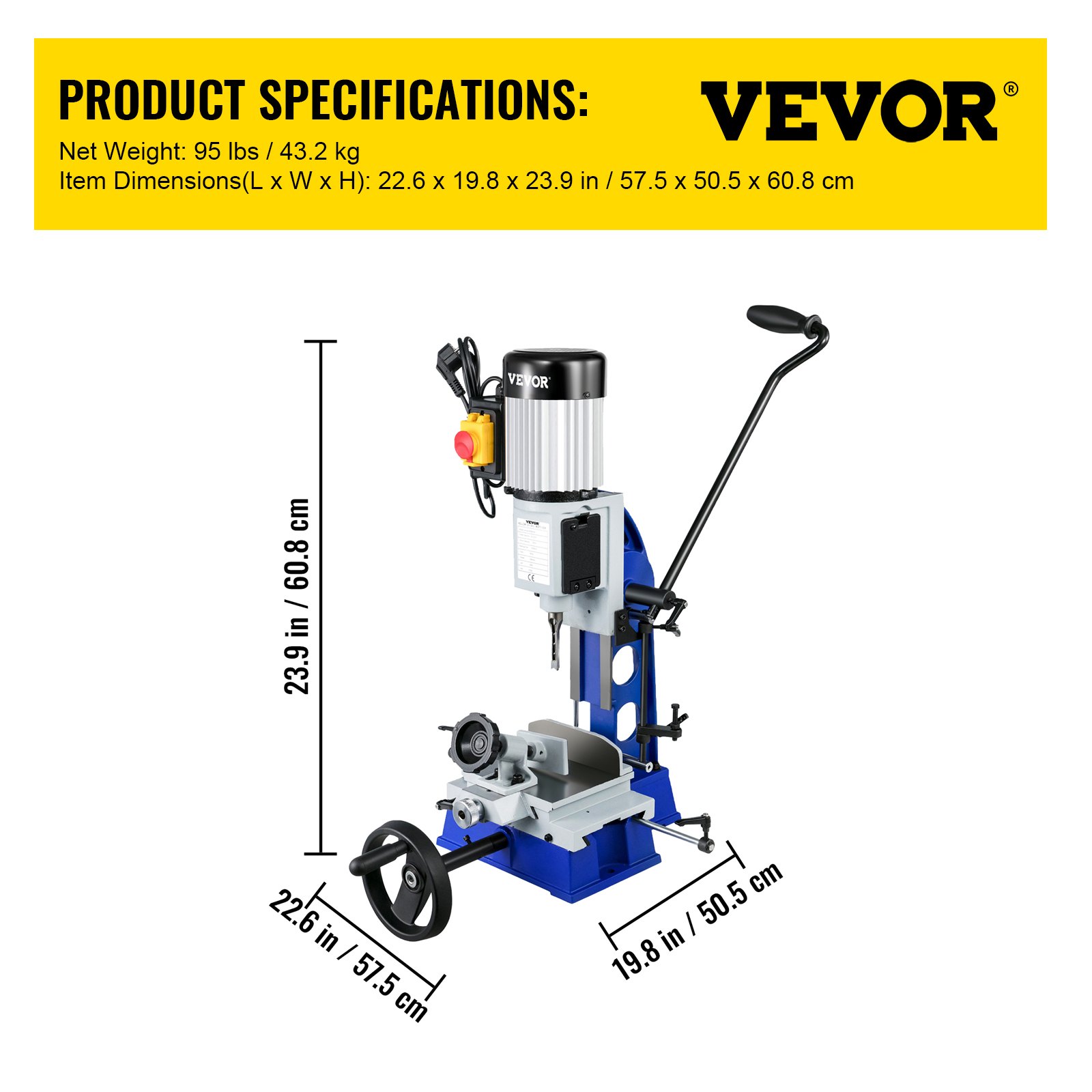 VEVOR Woodworking Mortise Machine, 1/2 HP 1400RPM Powermatic Mortiser