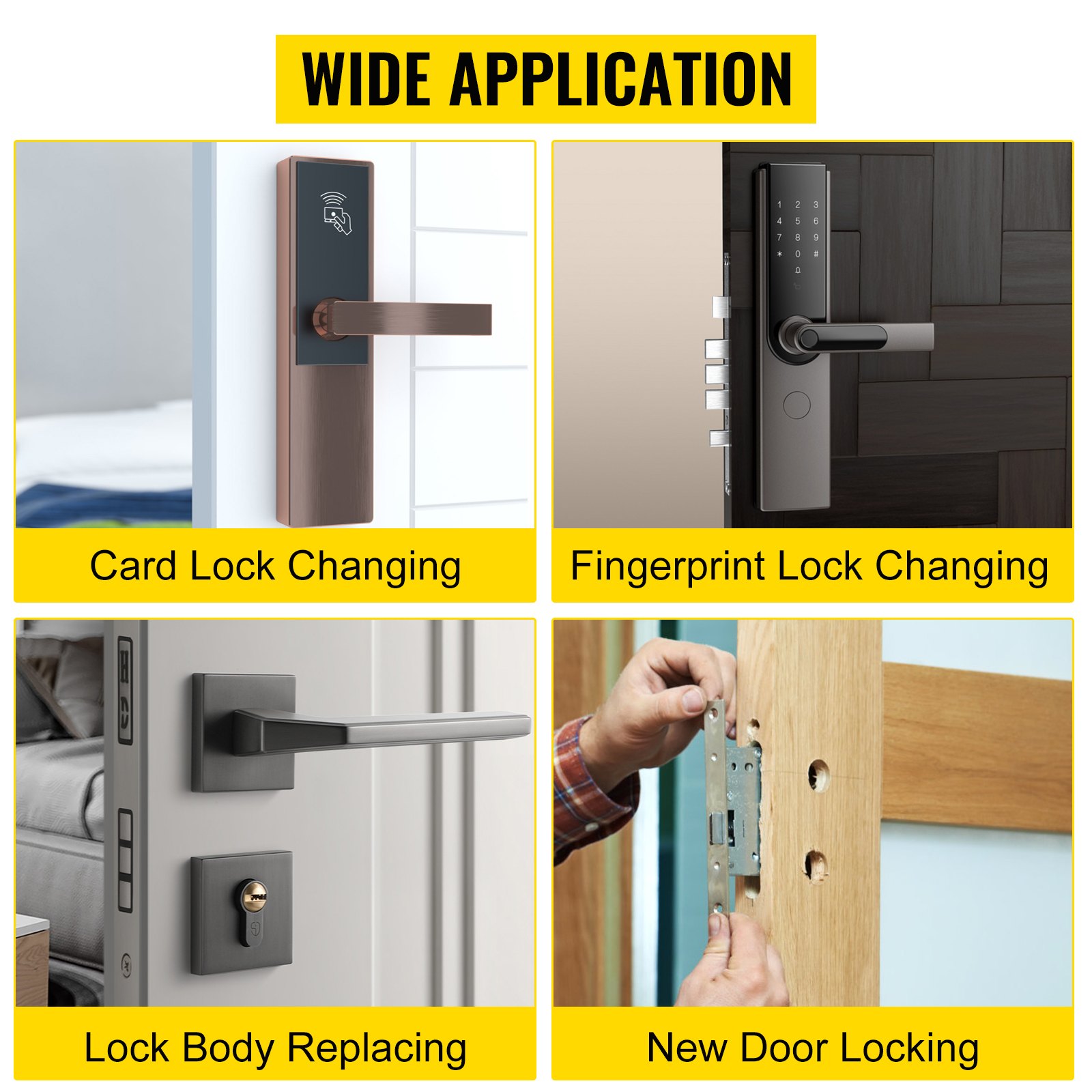 VEVOR Mortice Door Fitting Kit 16Pcs, DBB Lock Mortiser Kit with 3pcs Tungsten Steel Cutters