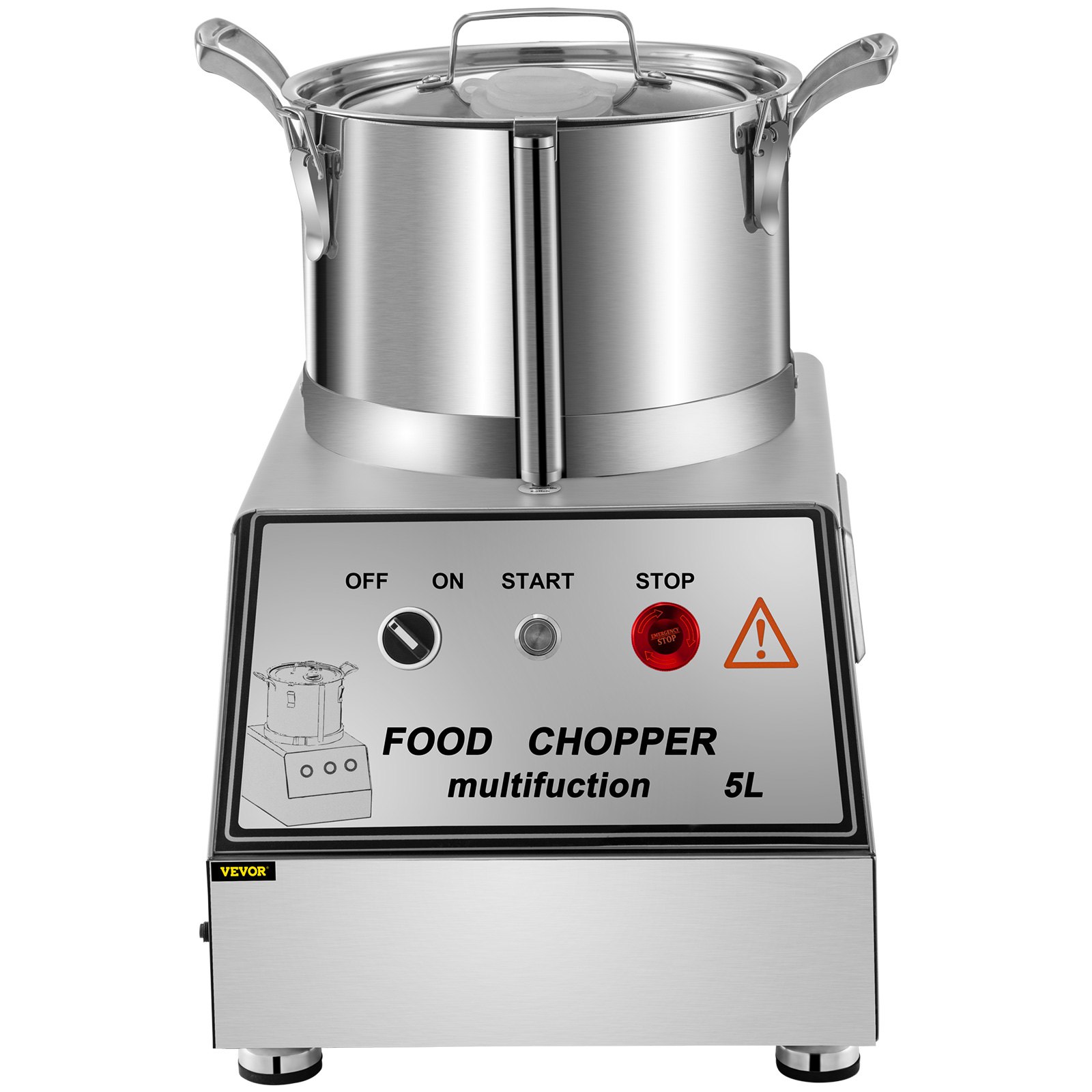VEVOR 110V Commercial Food Processor 5L Capacity 550W Electric Food