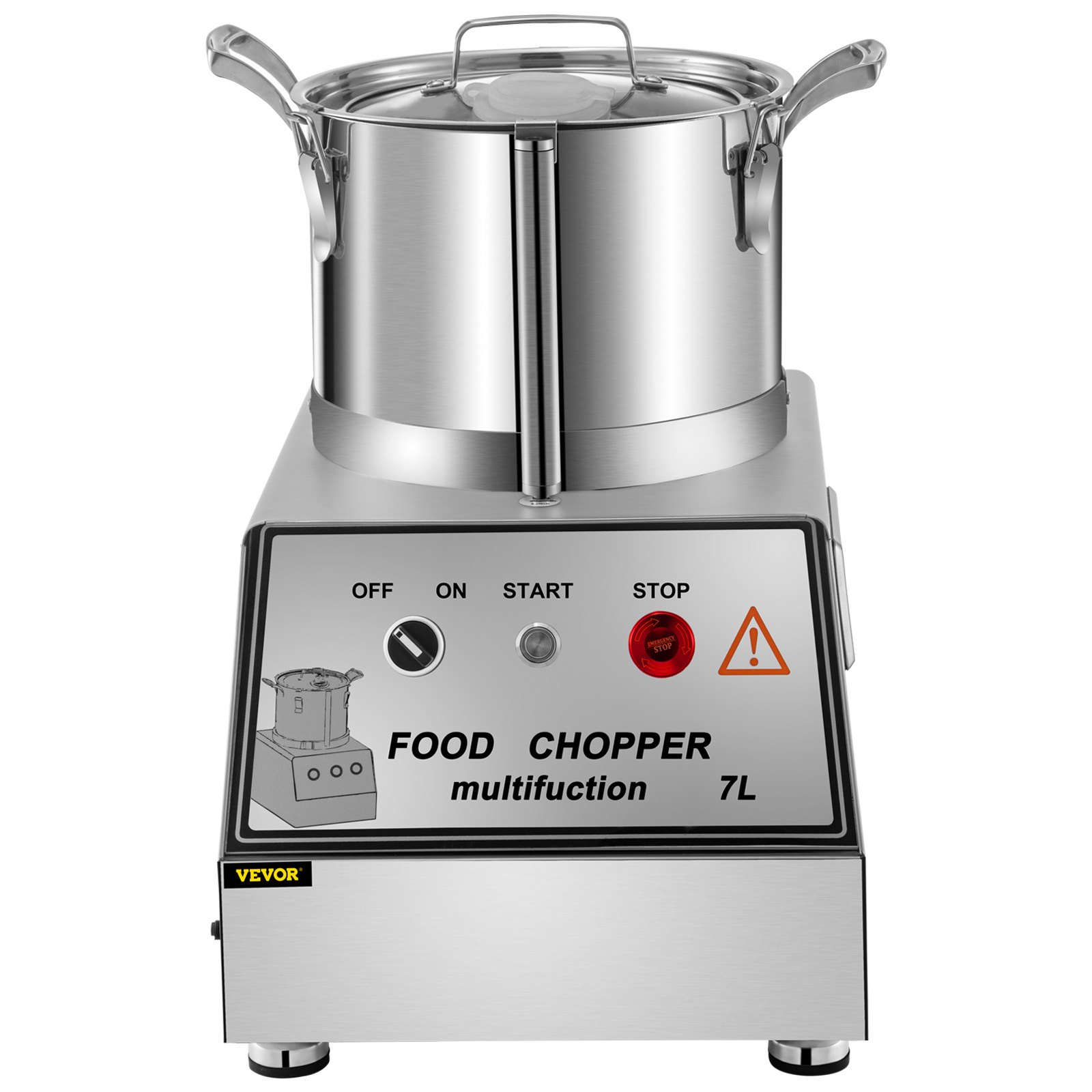 VEVOR 110V Commercial Food Processor 7L Capacity 750W Electric Food