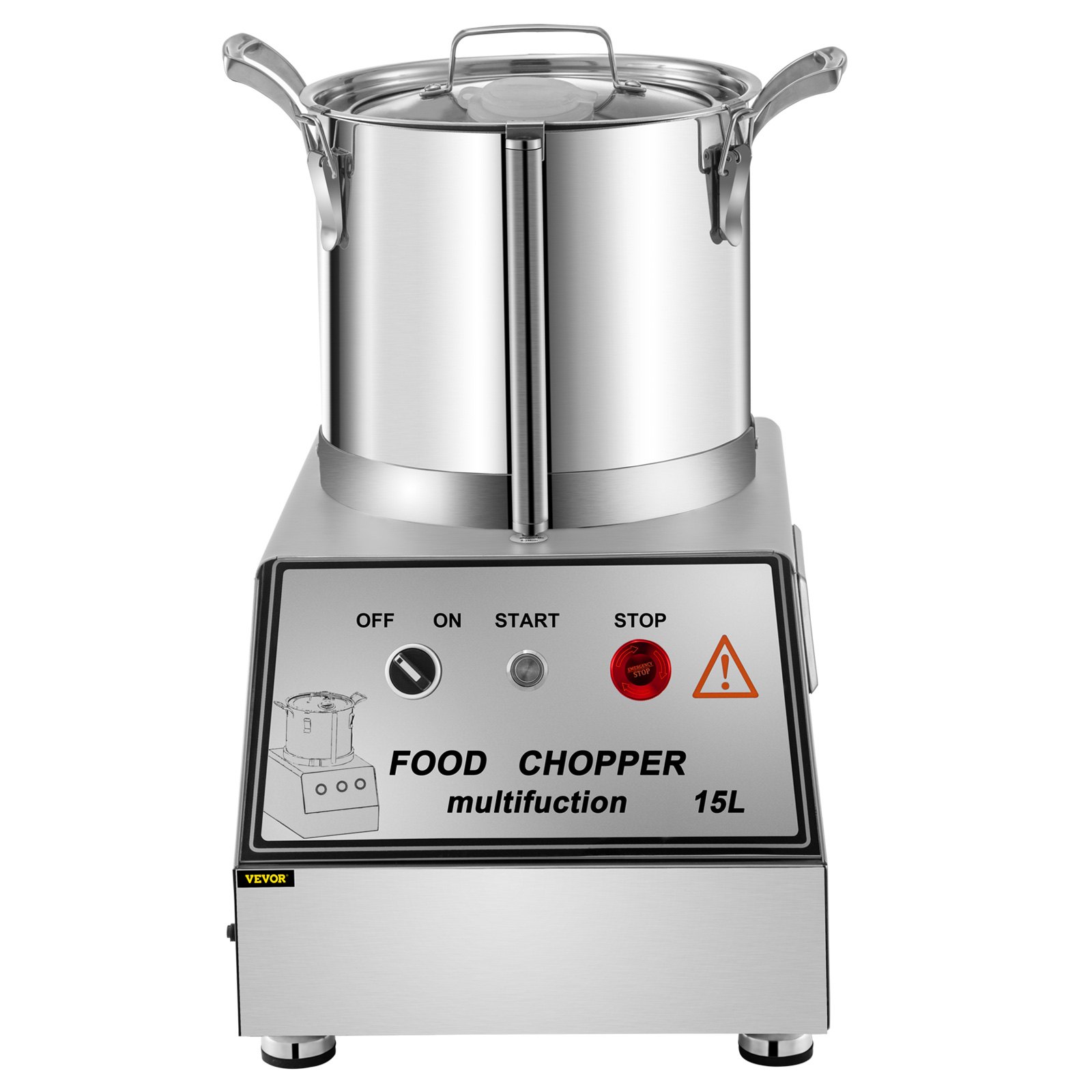 VEVOR 110V Commercial Food Processor 15L Stainless Steel Grain Grinder