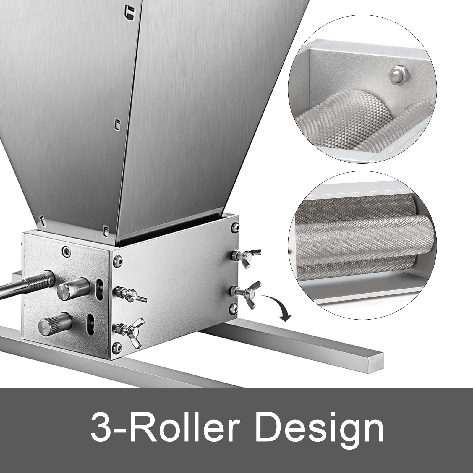 VEVOR VEVOR Grain Mill Barley Grinder Crusher 3 Rollers Anticorrosion