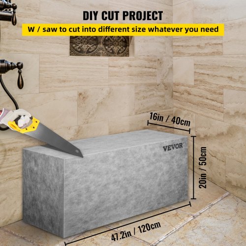 VEVOR Tile Shower Seat, 47.2" x 16" x 20" Ready to Tile Shower Seat
