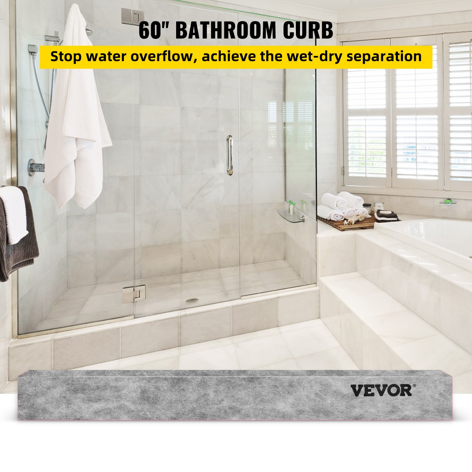 VEVOR Shower Curb Waterproof Foam Curb 60'' x 4'' x 6'' XPS Cuttable