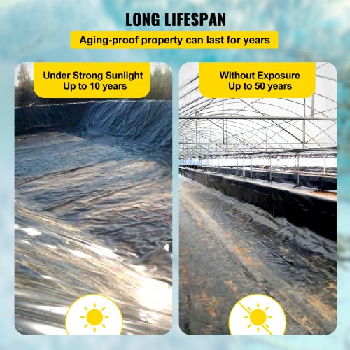 VEVOR Pond Liner, 16.4x19.7ft, 20 Mil Pond Liners for Outdoor Ponds, HDPE Pond Underlayment for