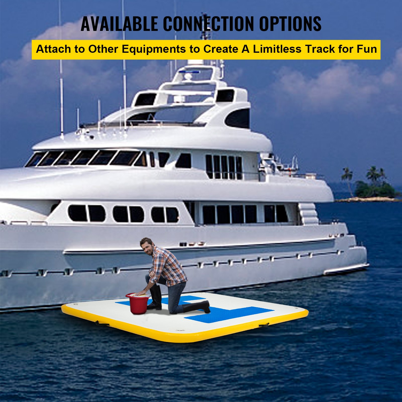 VEVOR Inflatable Floating Dock, Inflatable Dock Platform with Electric ...