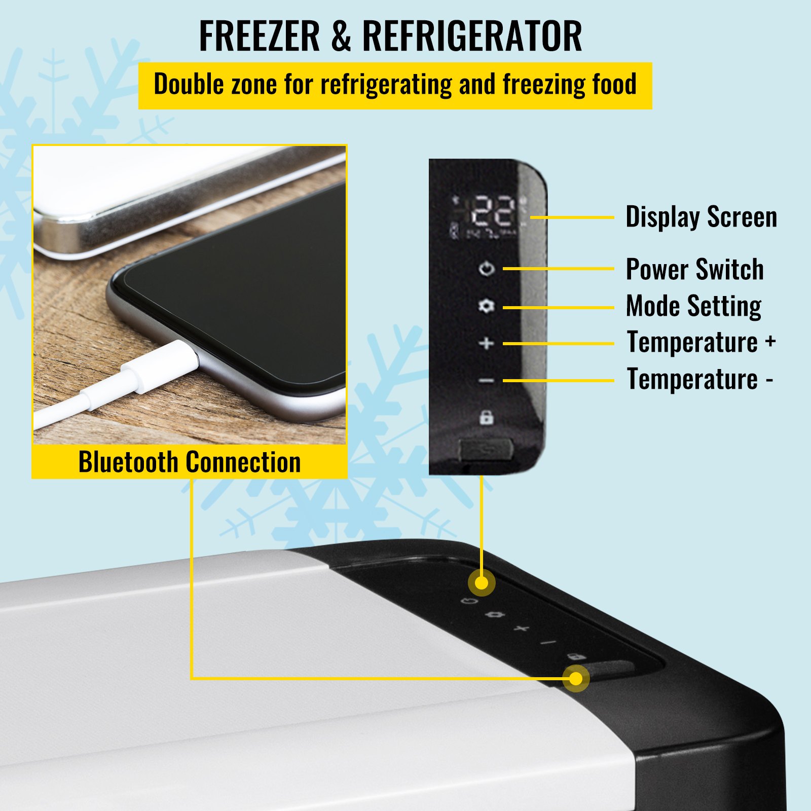 VEVOR VEVOR 12 Volt Car Refrigerator Portable Freezer 22Qt Dual Zone